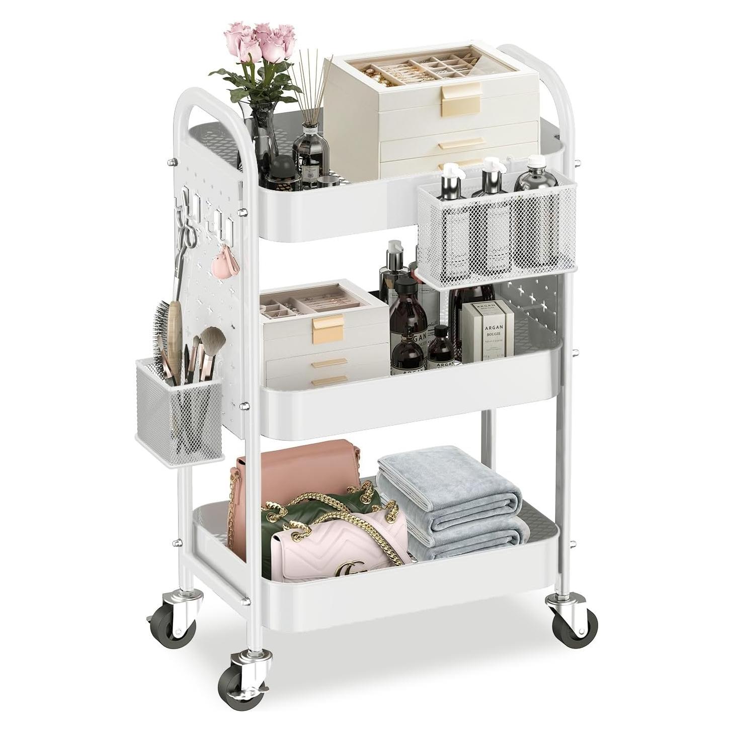 Carro Rodante de 3 Niveles ALVOROG Blanco con Ruedas