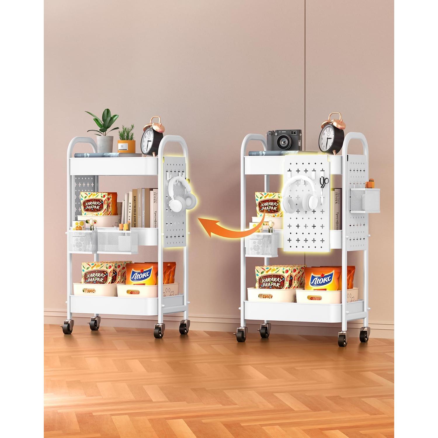 Carro Rodante de 3 Niveles ALVOROG Blanco con Ruedas