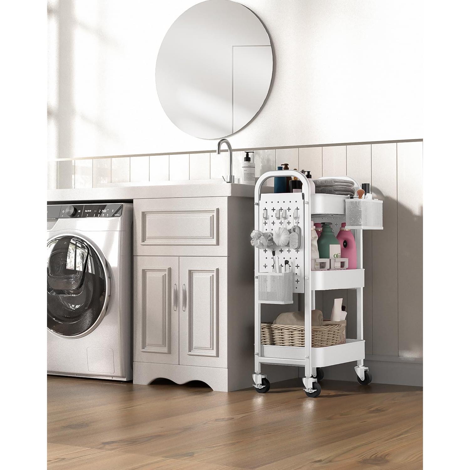 Carro Rodante de 3 Niveles ALVOROG Blanco con Ruedas