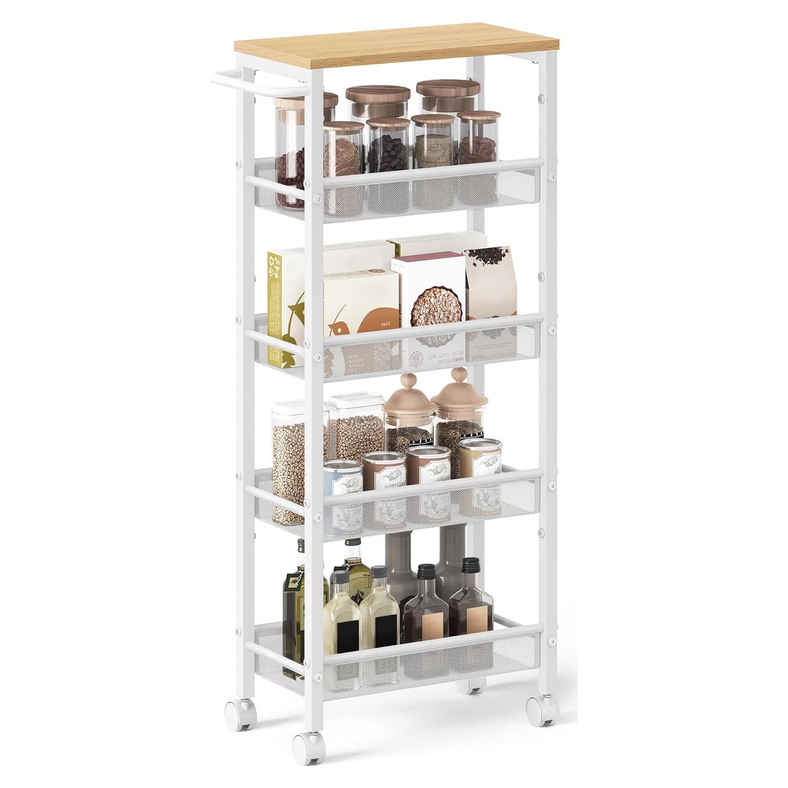 Carro Rodante Delgado VASAGLE 5 Niveles 22 cm Metal Beige Roble