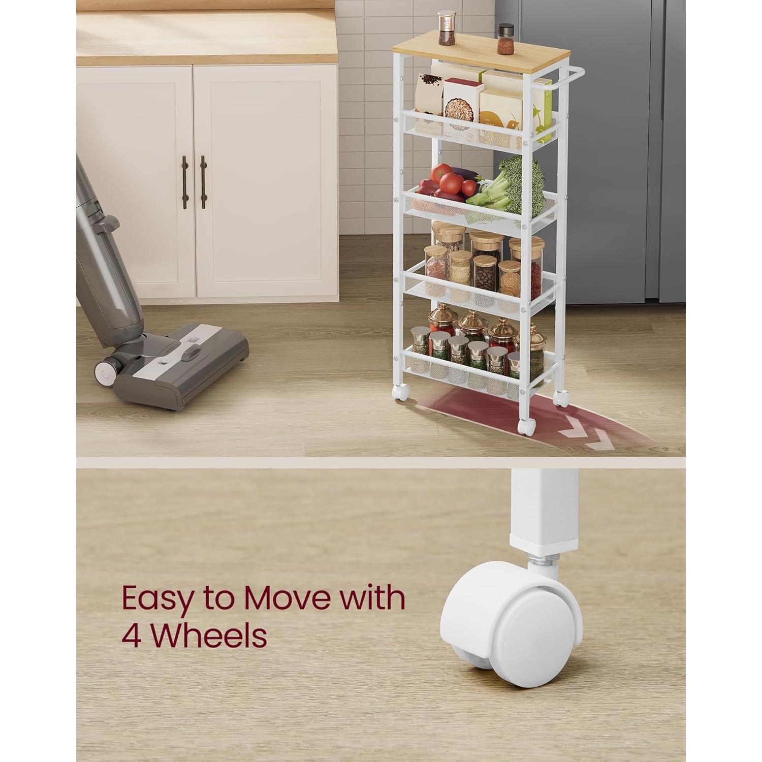 Carro Rodante Delgado VASAGLE 5 Niveles 22 cm Metal Beige Roble