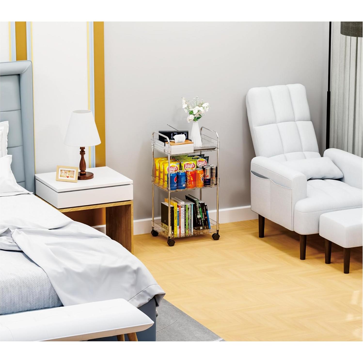 Carro Rodante de Almacenamiento Yieach 3 Niveles Transparente