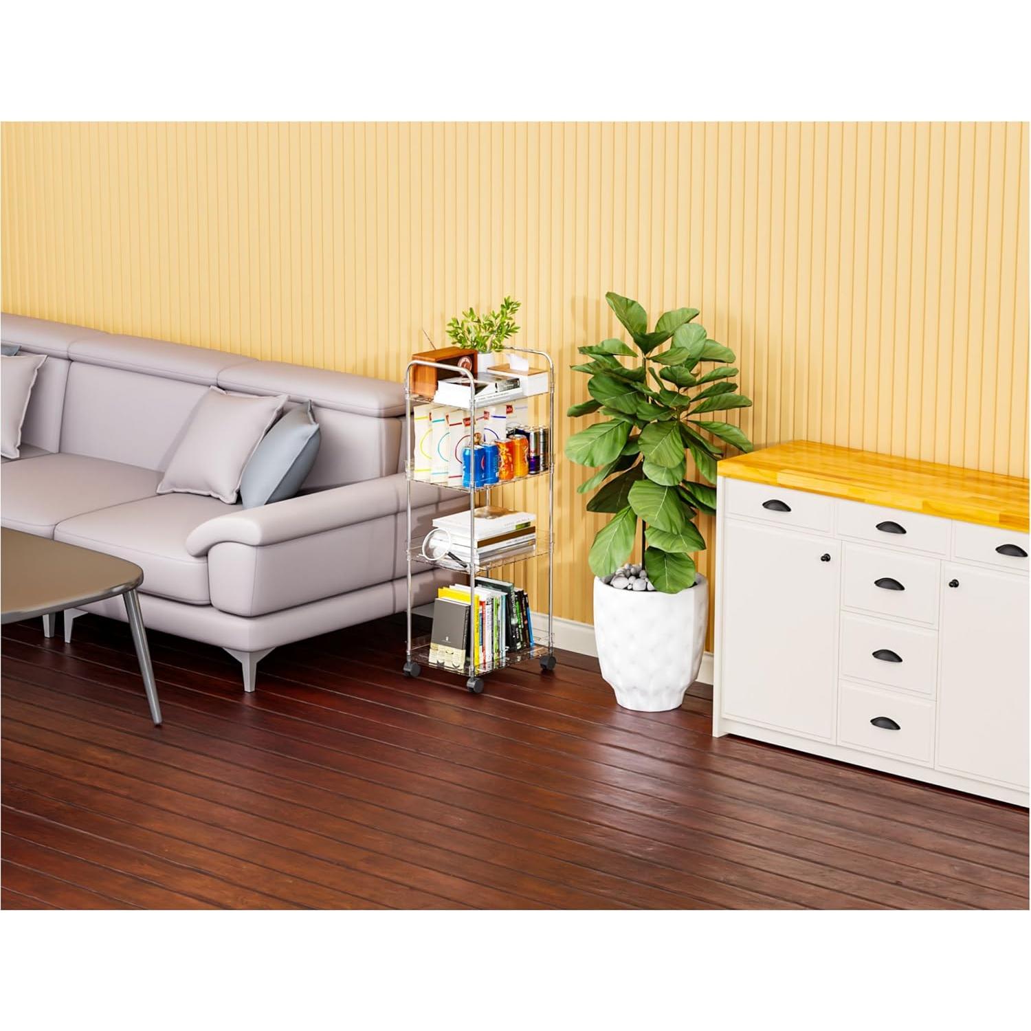 Carro Rodante de Almacenamiento Yieach 3 Niveles Transparente