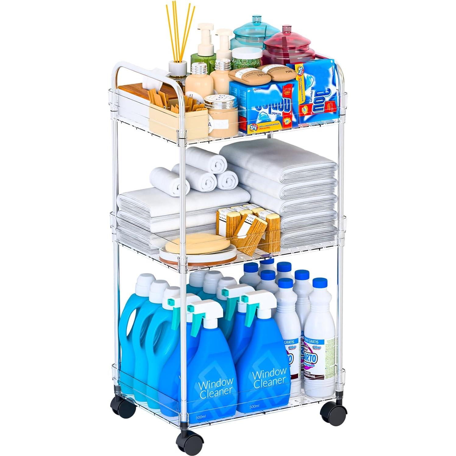 Carro Rodante de Almacenamiento Yieach 3 Niveles Transparente