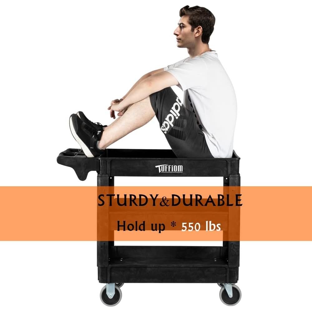 Carro de Servicio Tuffiom 2 Estantes 250kg Gris Ergonómico