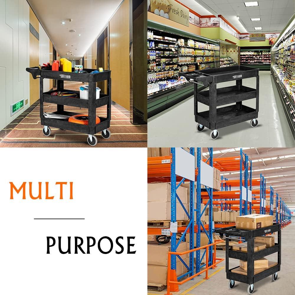 Carro de Servicio Tuffiom 2 Estantes 250kg Gris Ergonómico