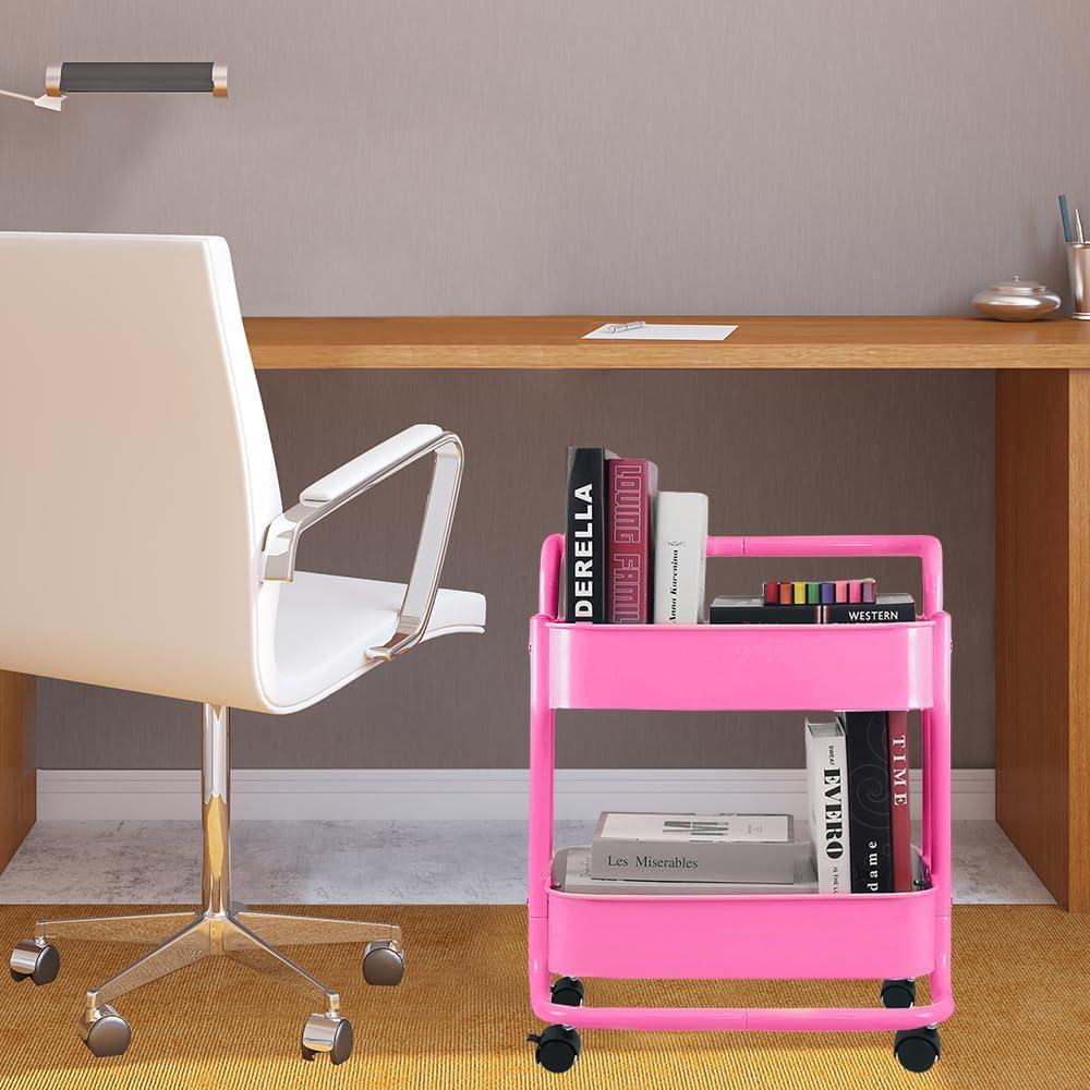 Carro de Almacenamiento Rodante Melody House 2 Niveles Rosa