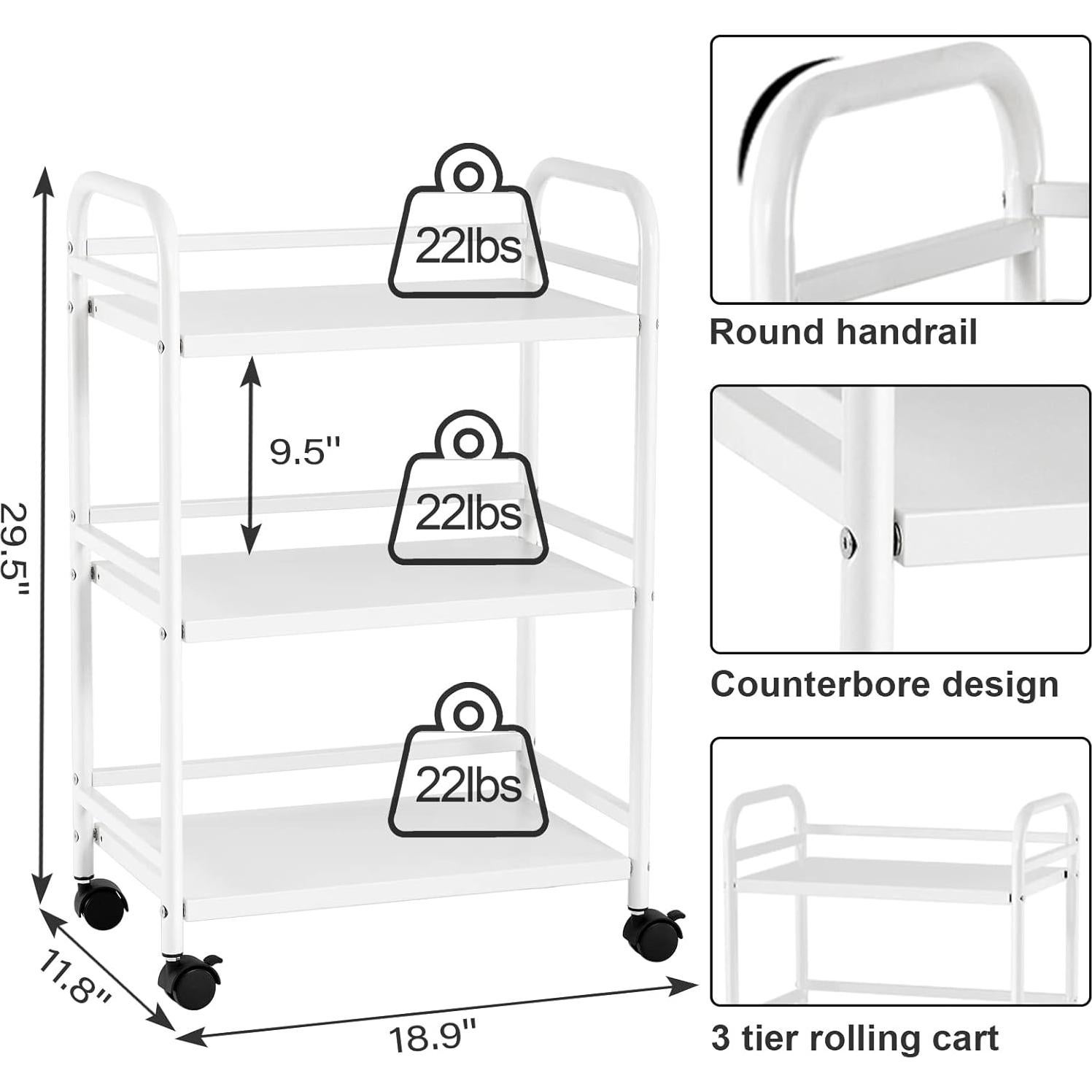 Carro Rodante DCLRN 3 Niveles Blanco Metal 74.93 cm