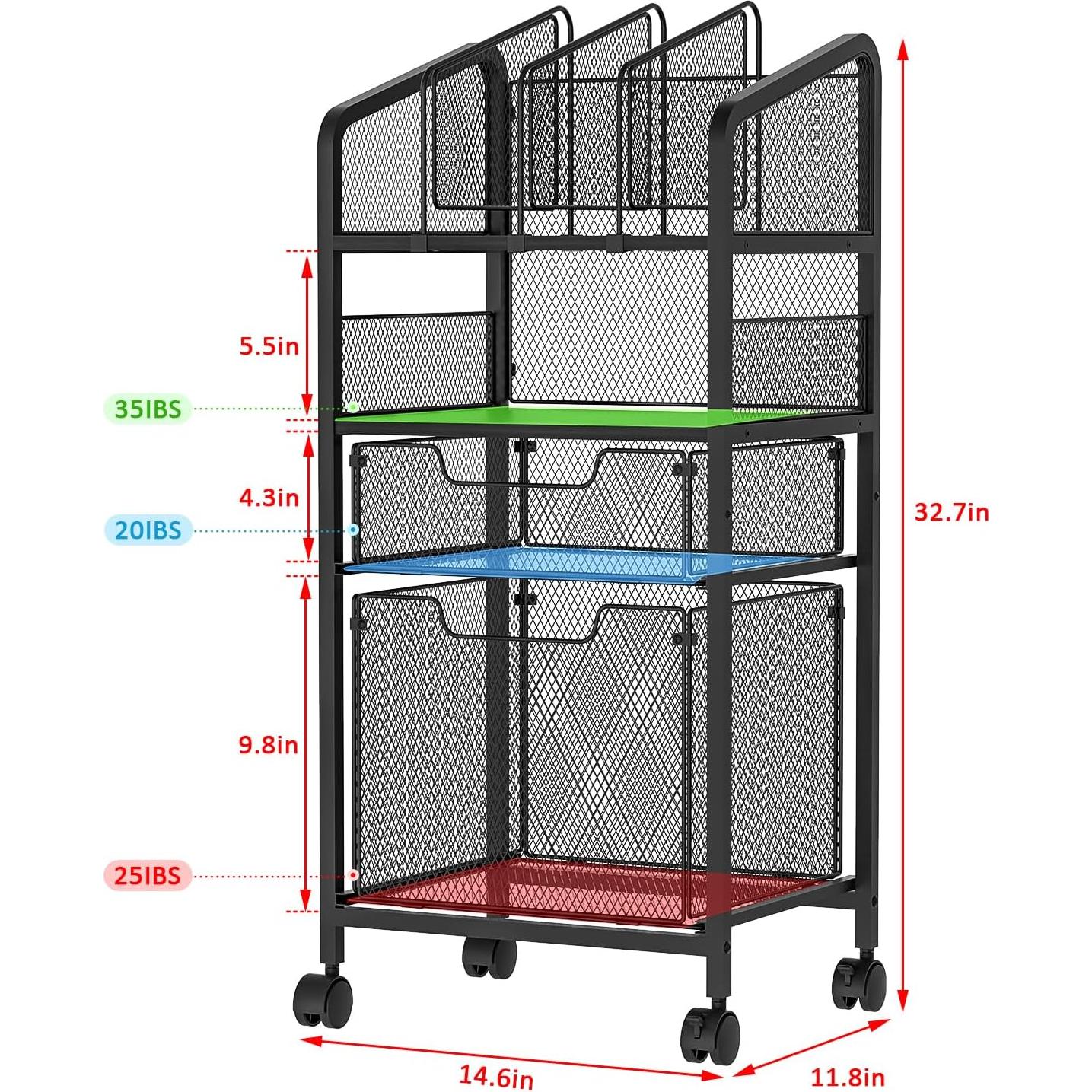 Carro de Archivo Rodante Huxitocan 4 Niveles Negro