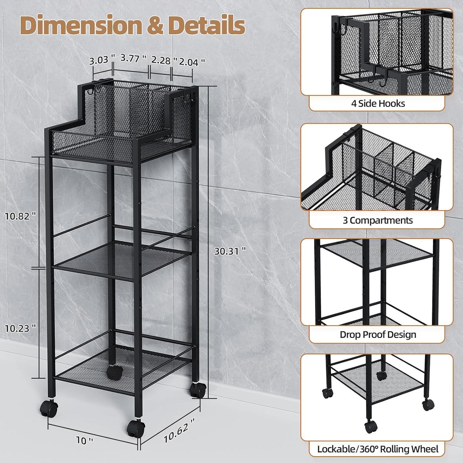 Estante Organizador de Herramientas VITVITI 3 Niveles Metal Negro