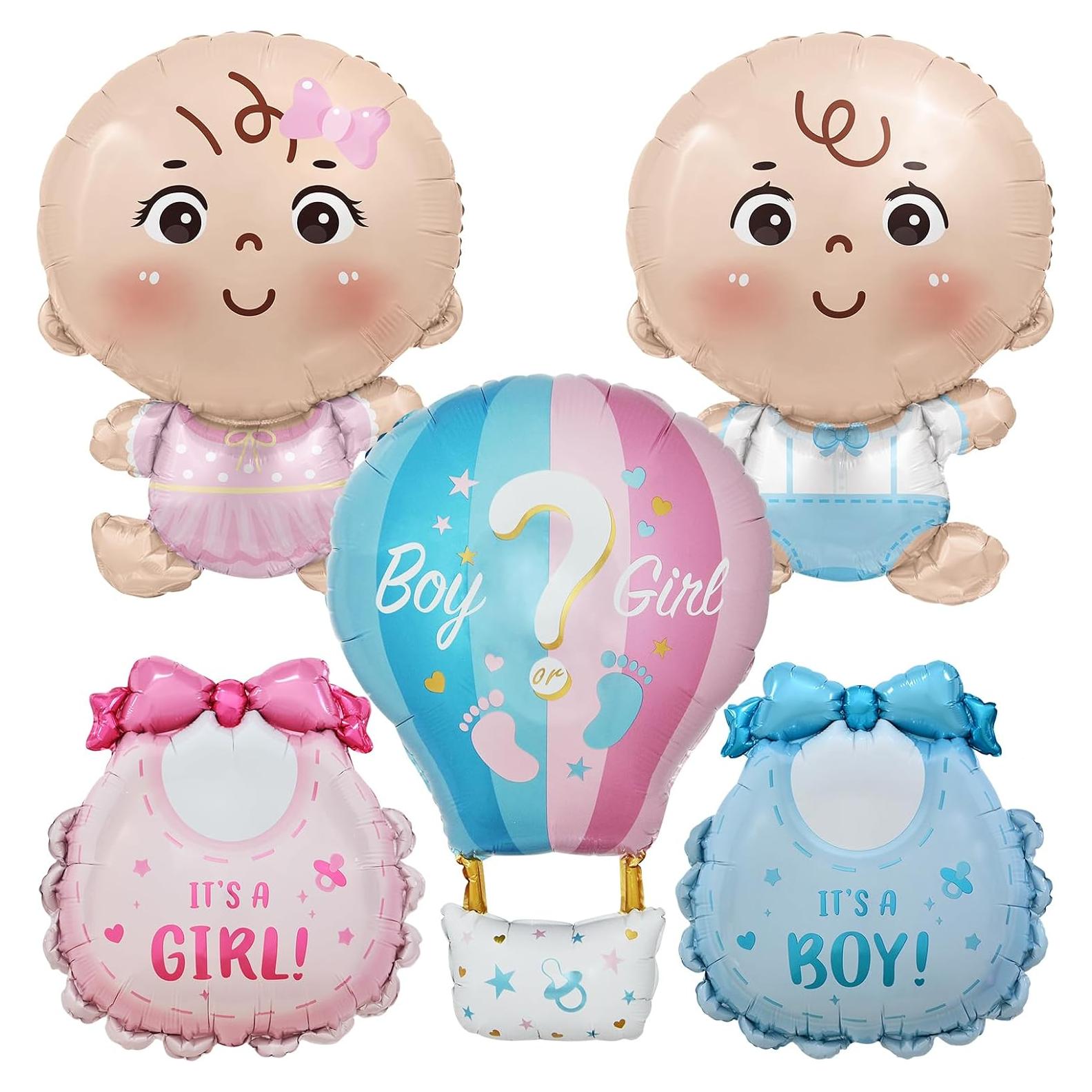 Globos de Revelación de Género CON GRADS 5 Pcs Rosa y Azul