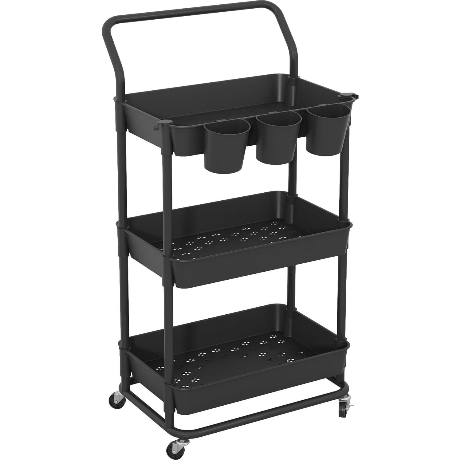 Carro de Almacenamiento Rodante Buzowruil 3 Niveles Negro