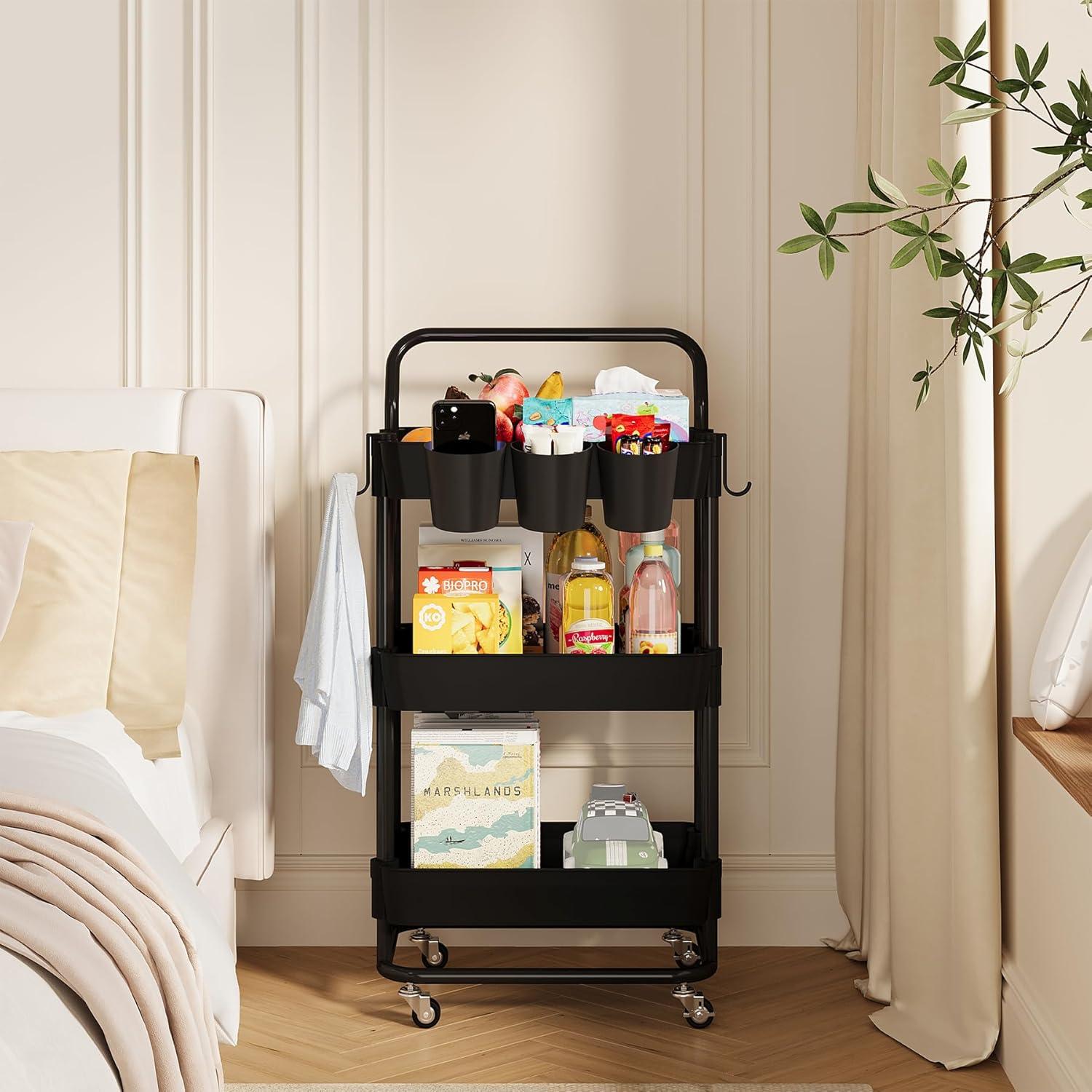 Carro de Almacenamiento Rodante Buzowruil 3 Niveles Negro