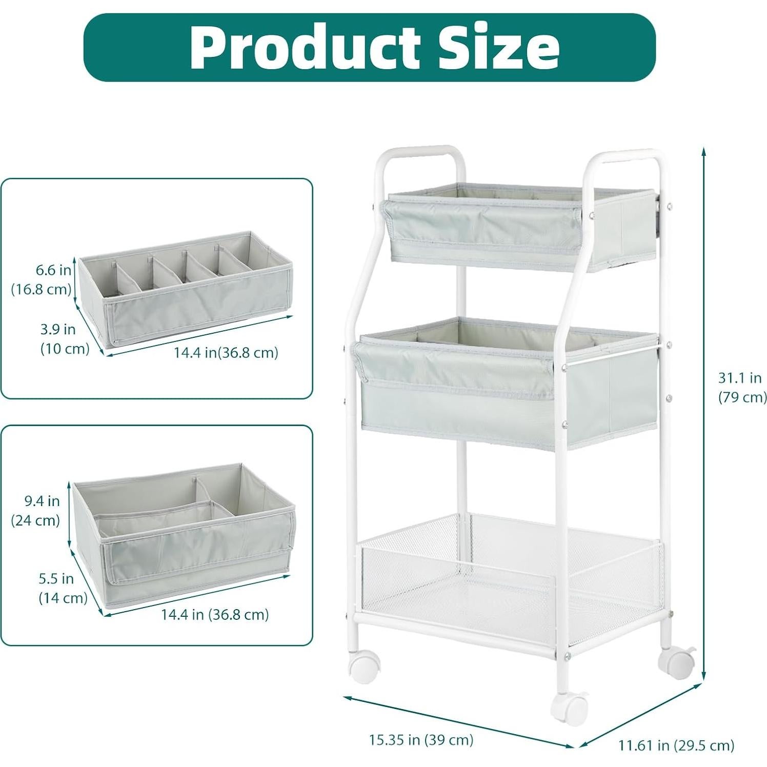 Carro Rodante Moteph 3 Niveles Almacenamiento 3.77 kg