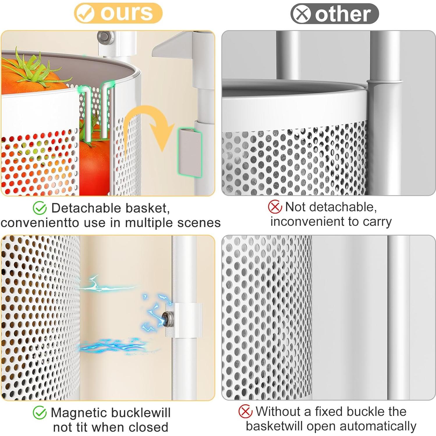 Cesta de Frutas y Verduras SNTD con Tapa y Ruedas 5 Niveles