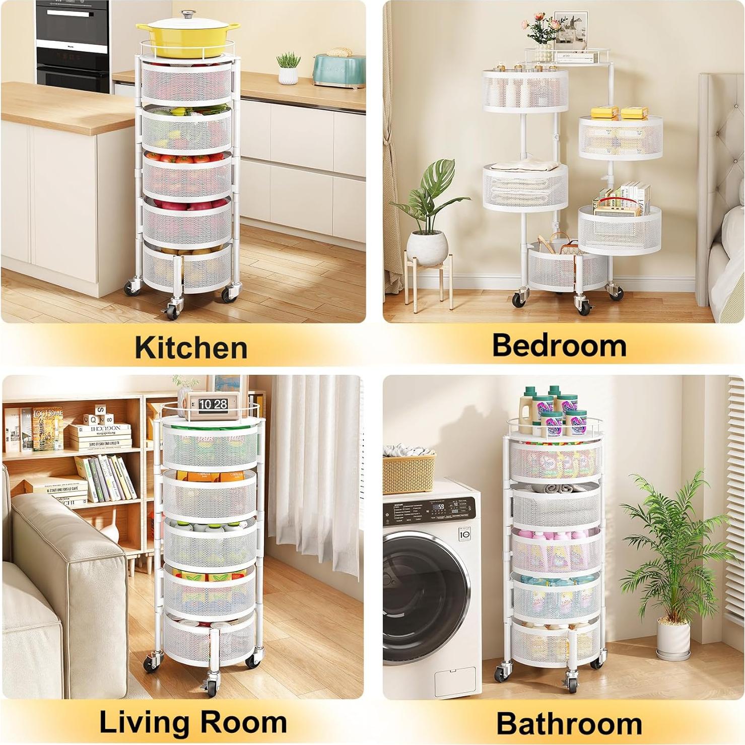 Cesta de Frutas y Verduras SNTD con Tapa y Ruedas 5 Niveles