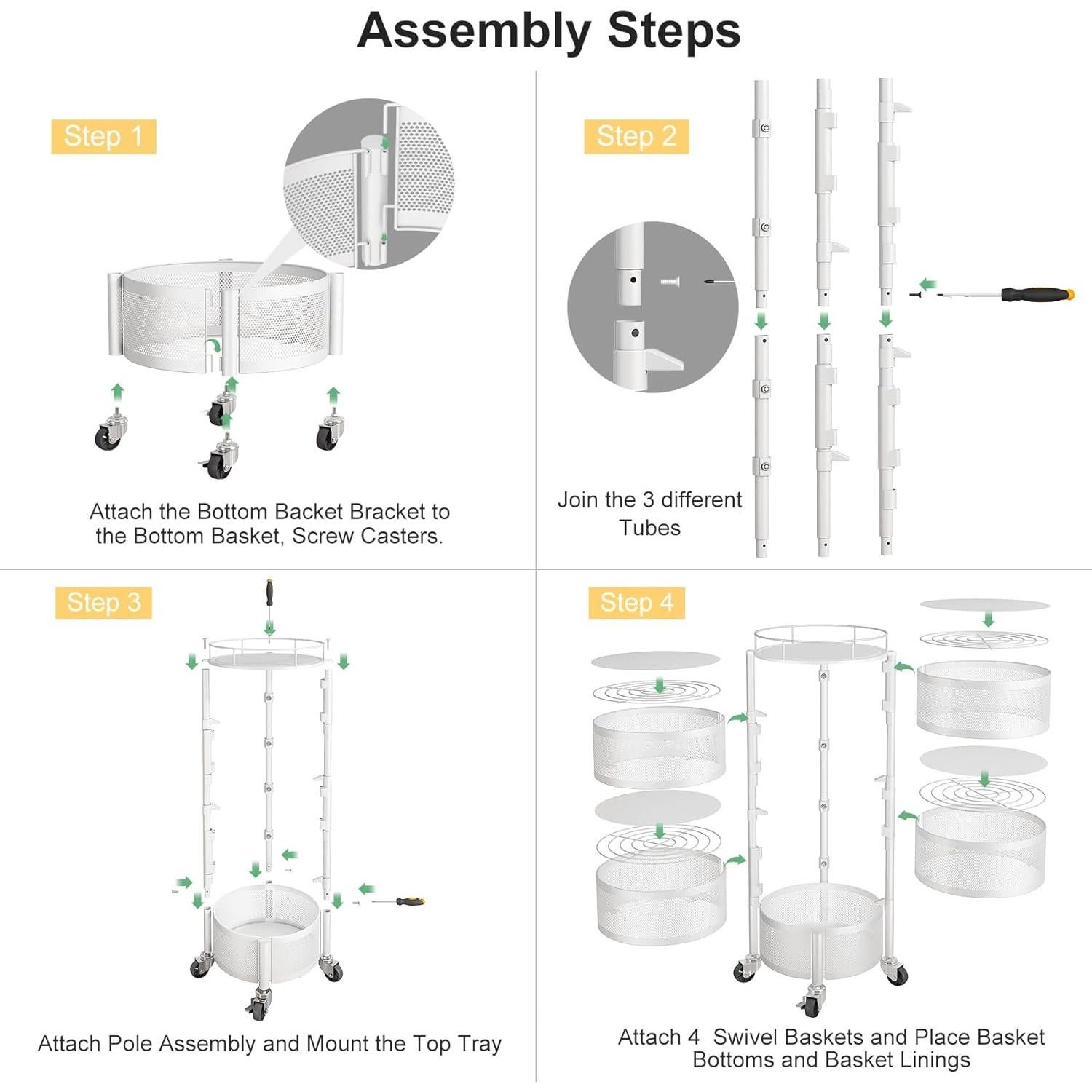 Cesta de Frutas y Verduras SNTD con Tapa y Ruedas 5 Niveles