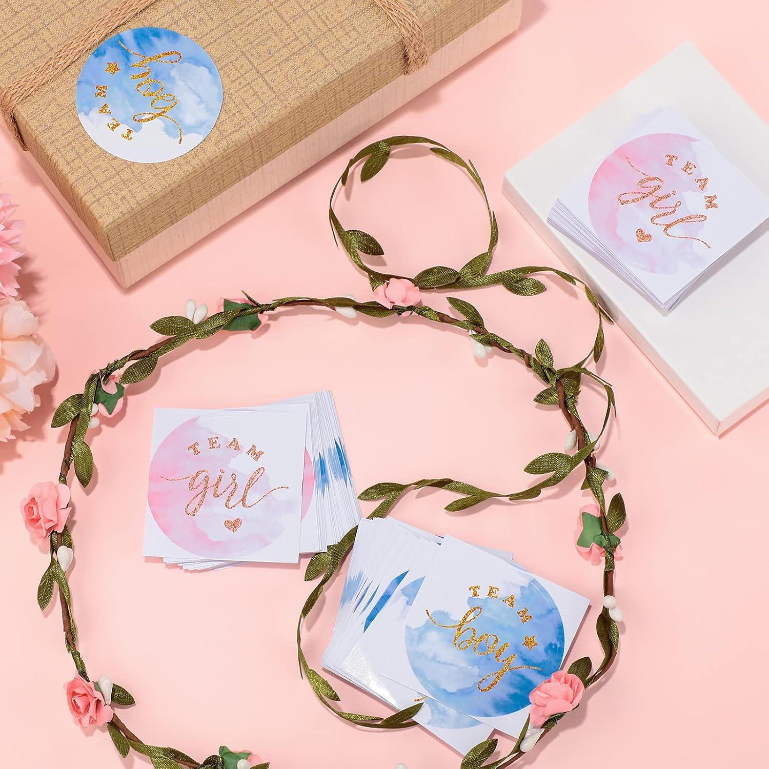 120 Etiquetas Revelación de Género Zonon Brillo Rosa y Azul