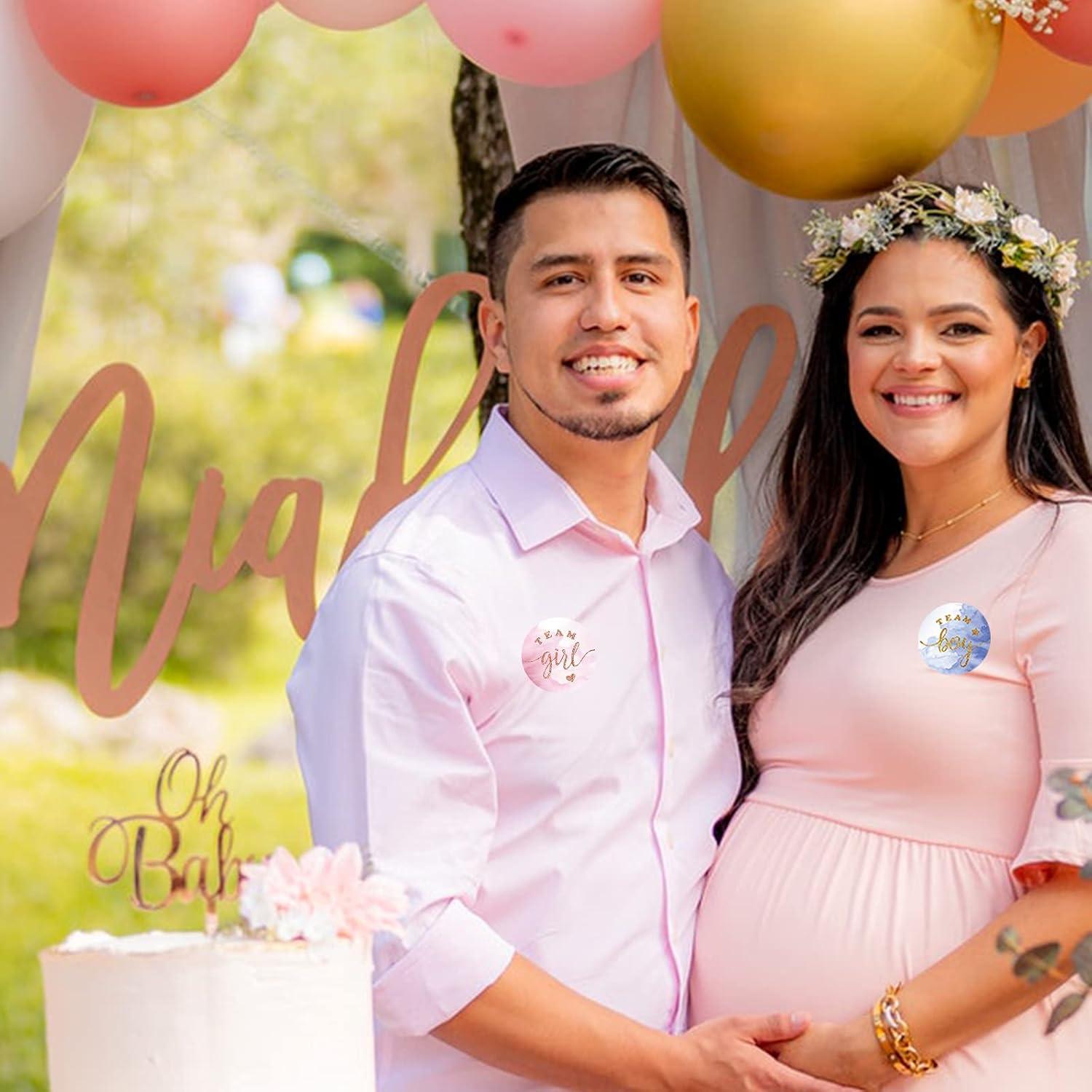 120 Etiquetas Revelación de Género Zonon Brillo Rosa y Azul