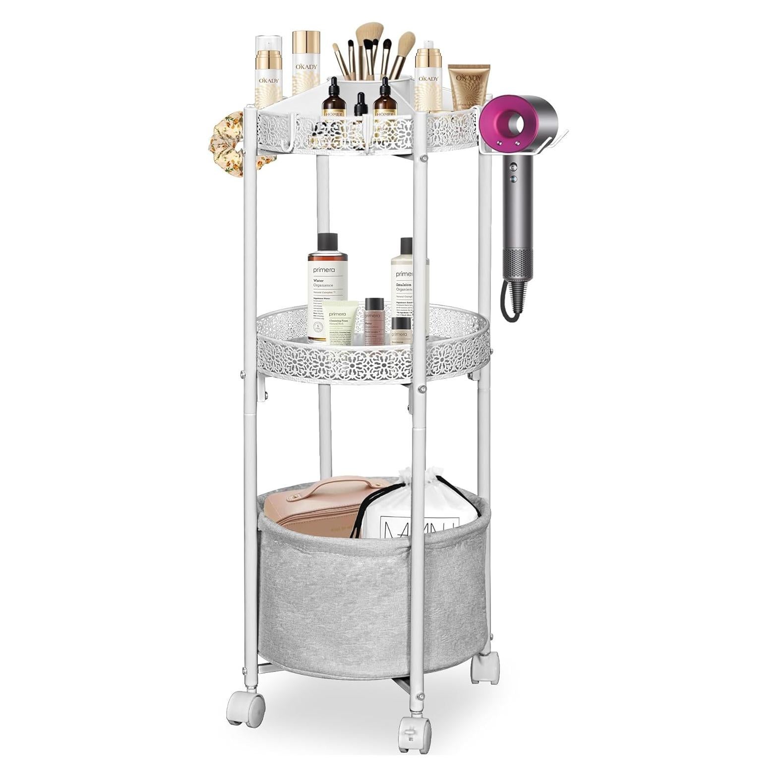 Carrito Organizador de Maquillaje NauwaBarn Blanco 3 Niveles