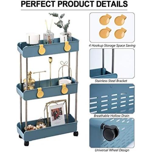 Estante Móvil Slim 3 Niveles Melody House Azul Marino