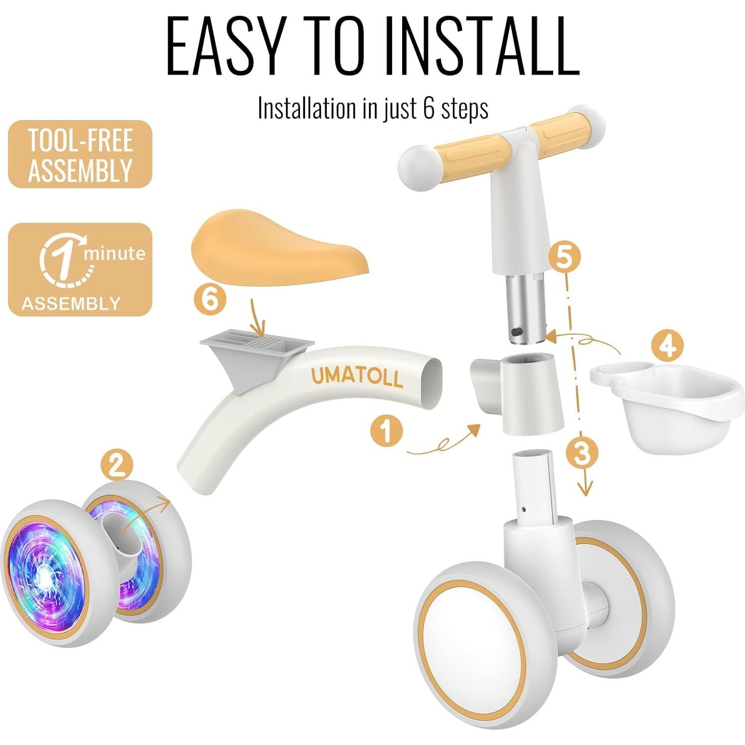 Bicicleta de Equilibrio Umatoll B402 para Bebés 12-24 Meses