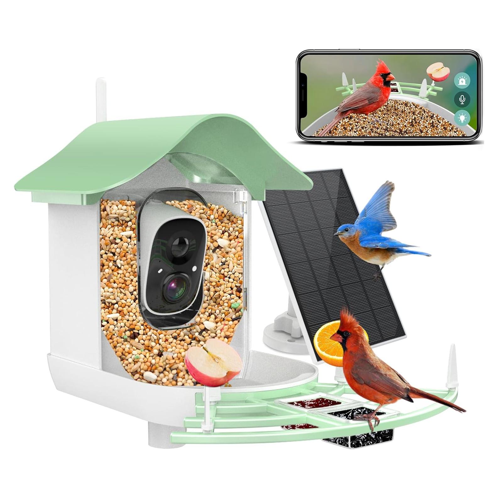 Comedero Inteligente para Aves Aprilmin 2K Carga Solar Verde