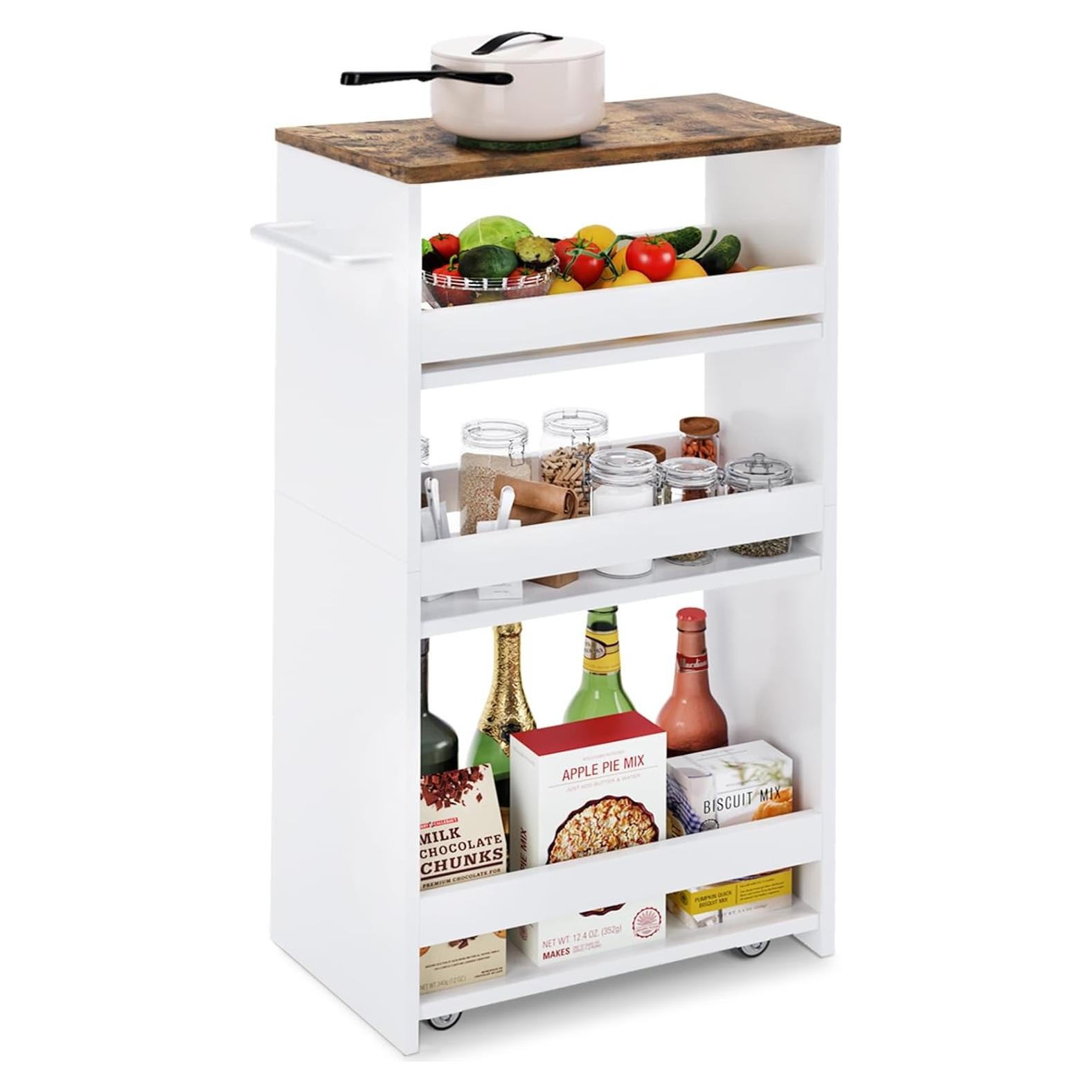 Carro de Almacenamiento Delgado Teamix 4 Niveles Blanco