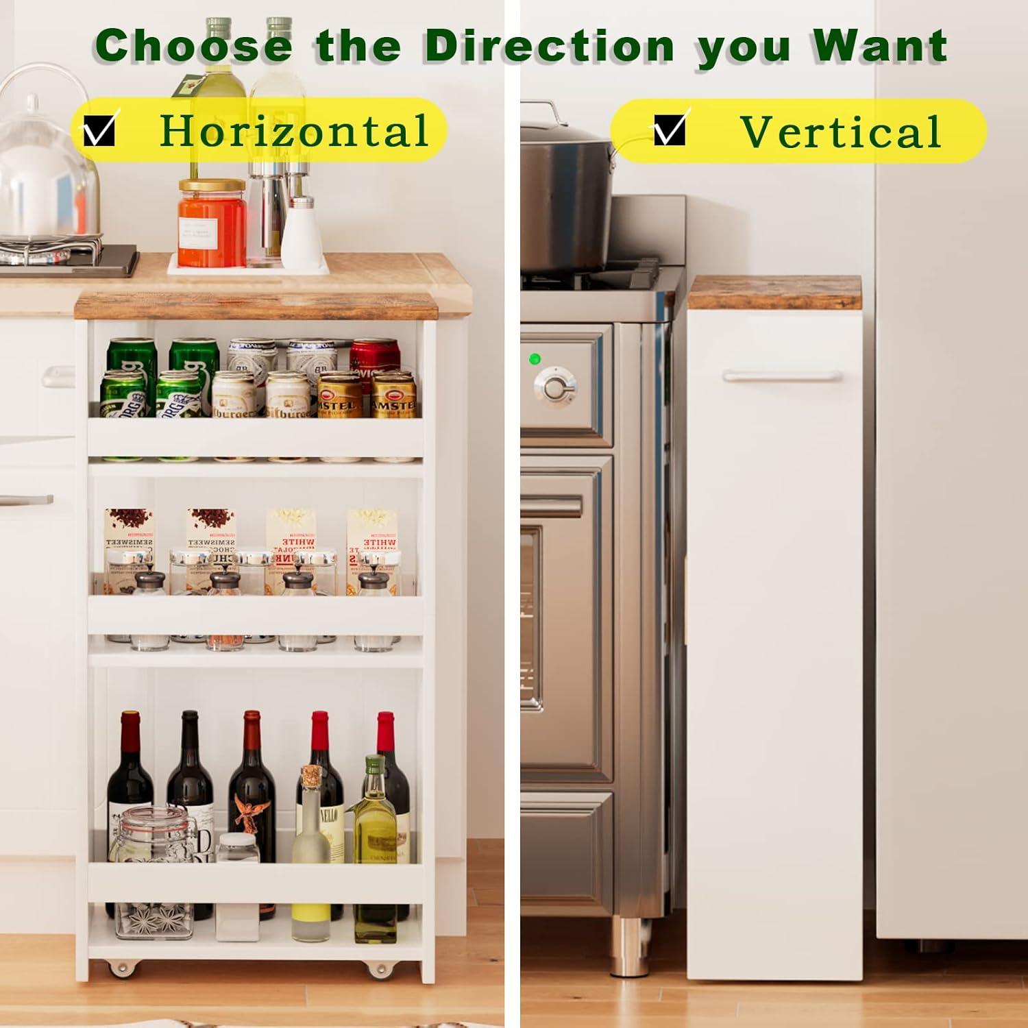 Carro de Almacenamiento Delgado Teamix 4 Niveles Blanco