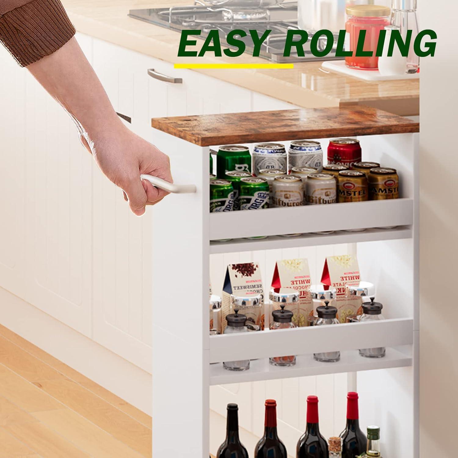 Carro de Almacenamiento Delgado Teamix 4 Niveles Blanco