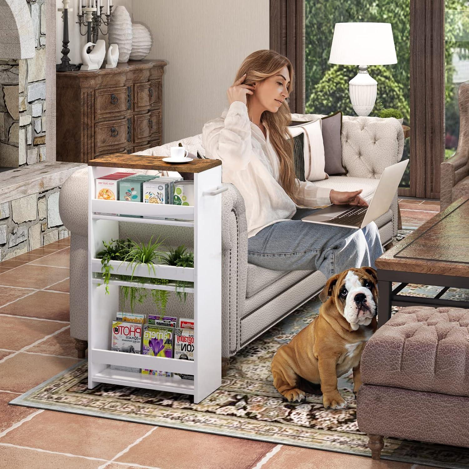 Carro de Almacenamiento Delgado Teamix 4 Niveles Blanco