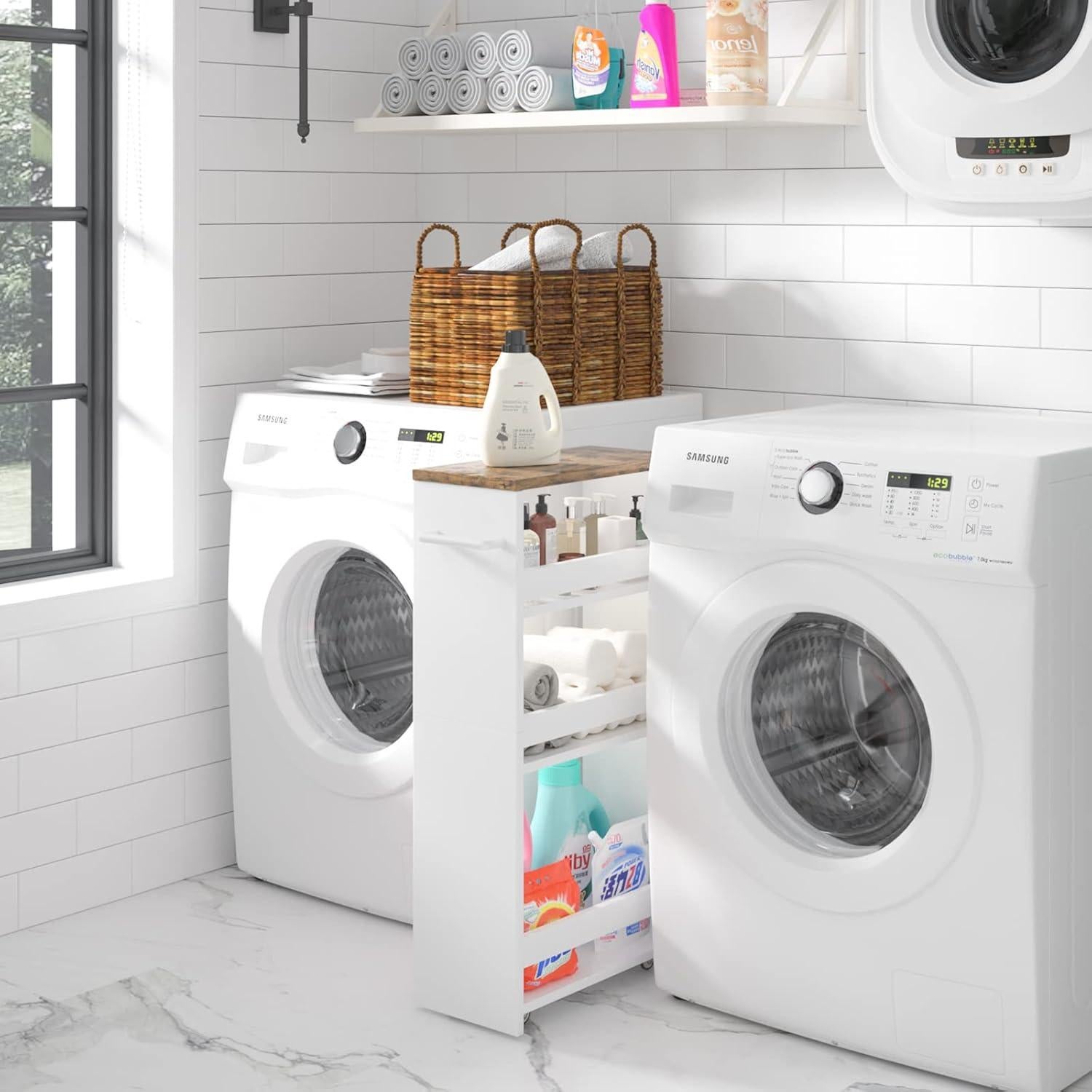 Carro de Almacenamiento Delgado Teamix 4 Niveles Blanco