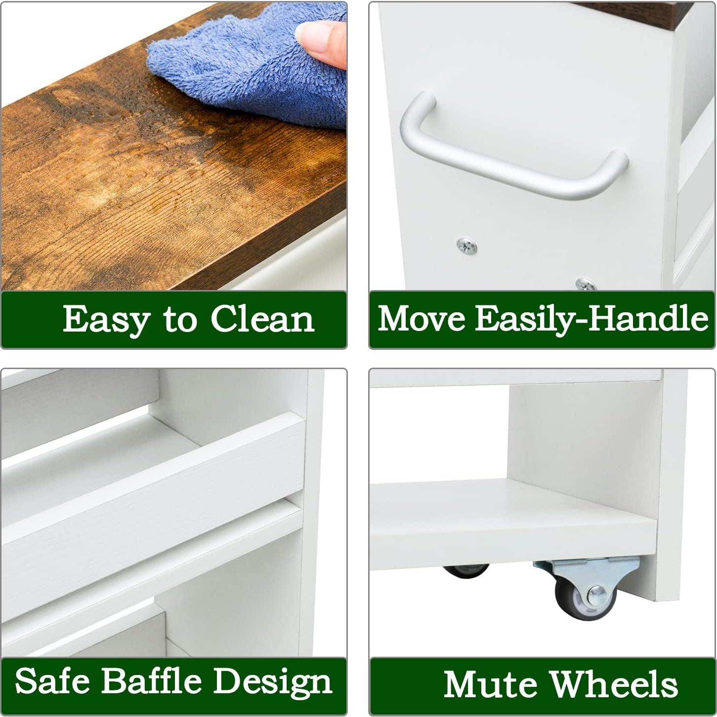 Carro de Almacenamiento Delgado Teamix 4 Niveles Blanco