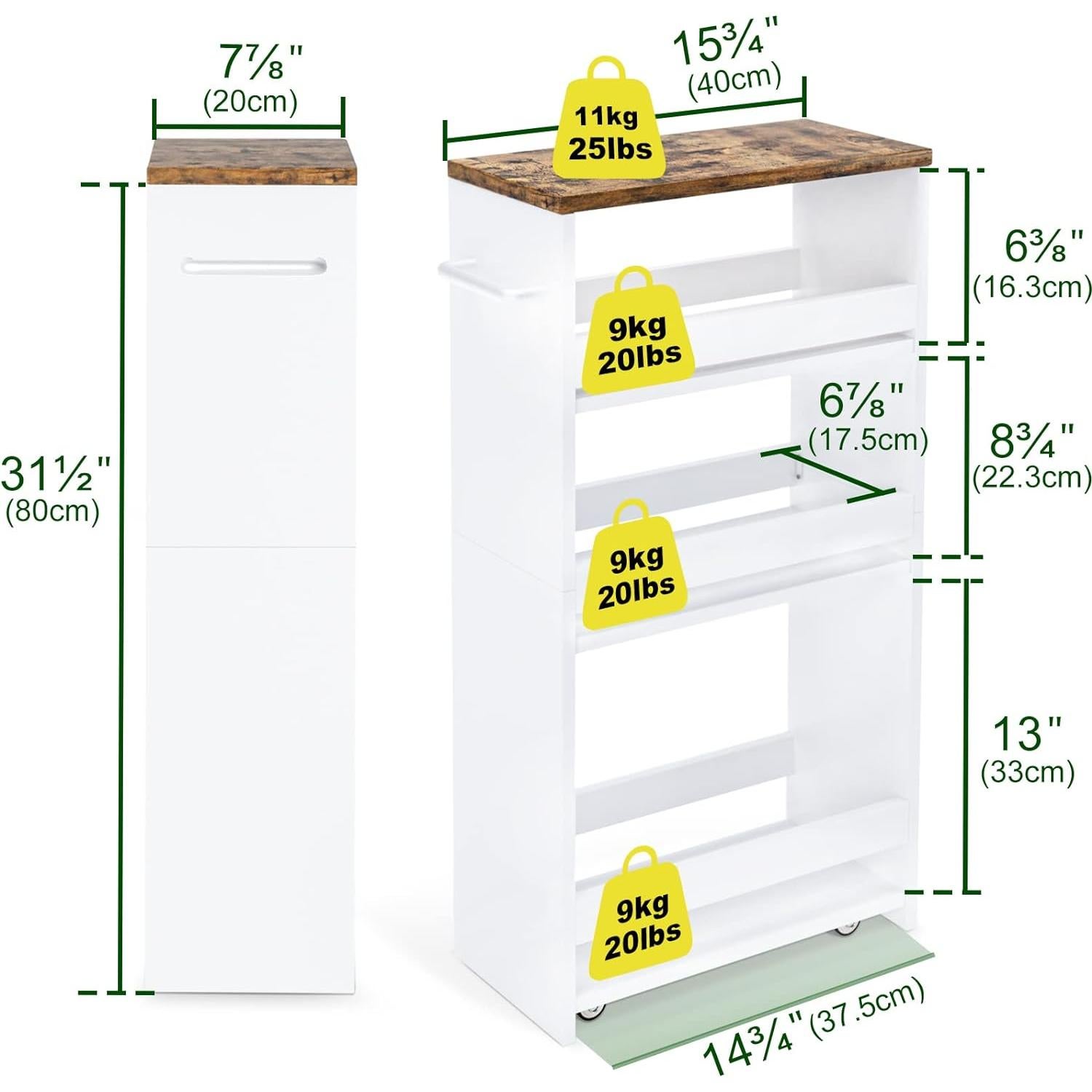 Carro de Almacenamiento Delgado Teamix 4 Niveles Blanco