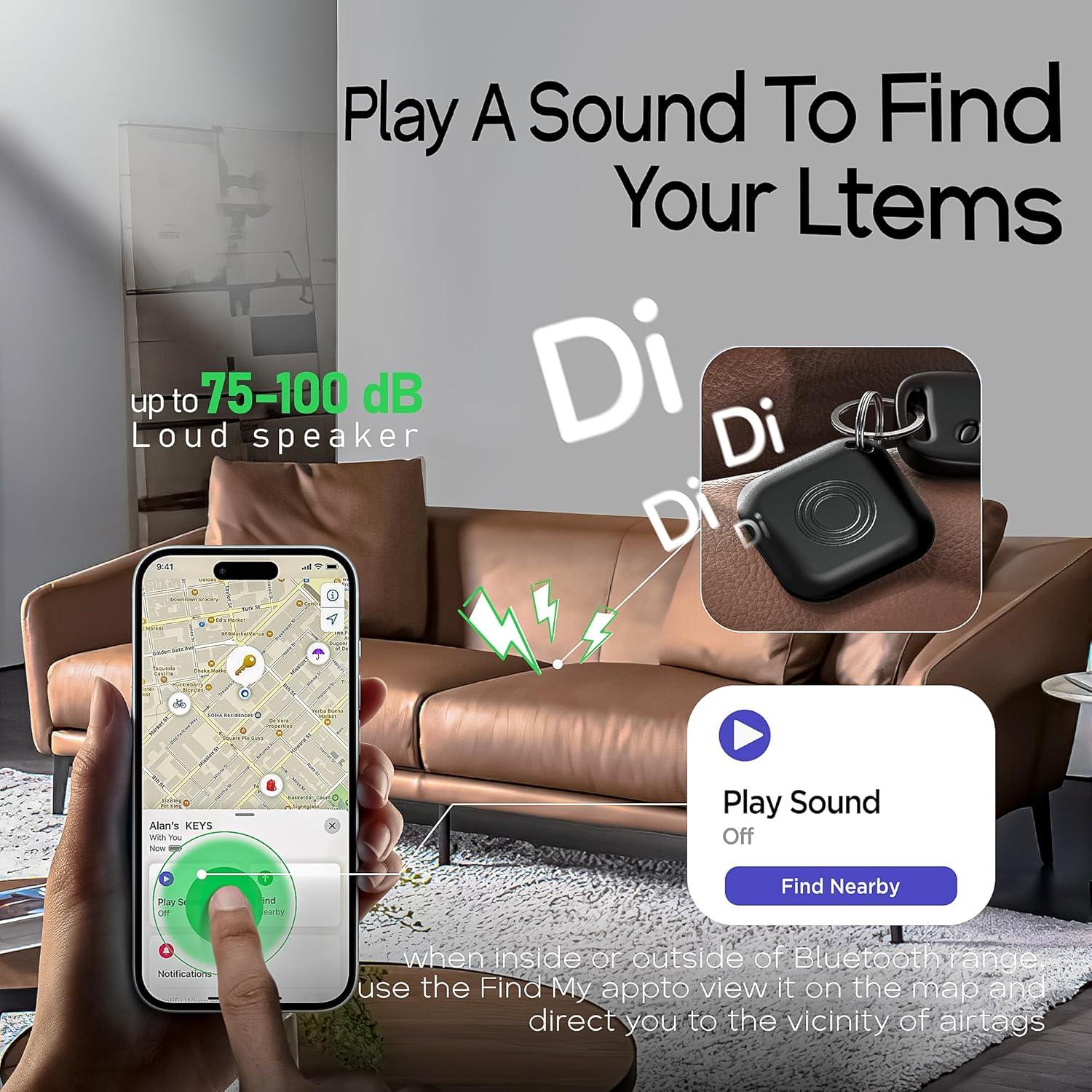 AirTags 4 Pack Rastreador Bluetooth Apple iOS 14.6+ Negro