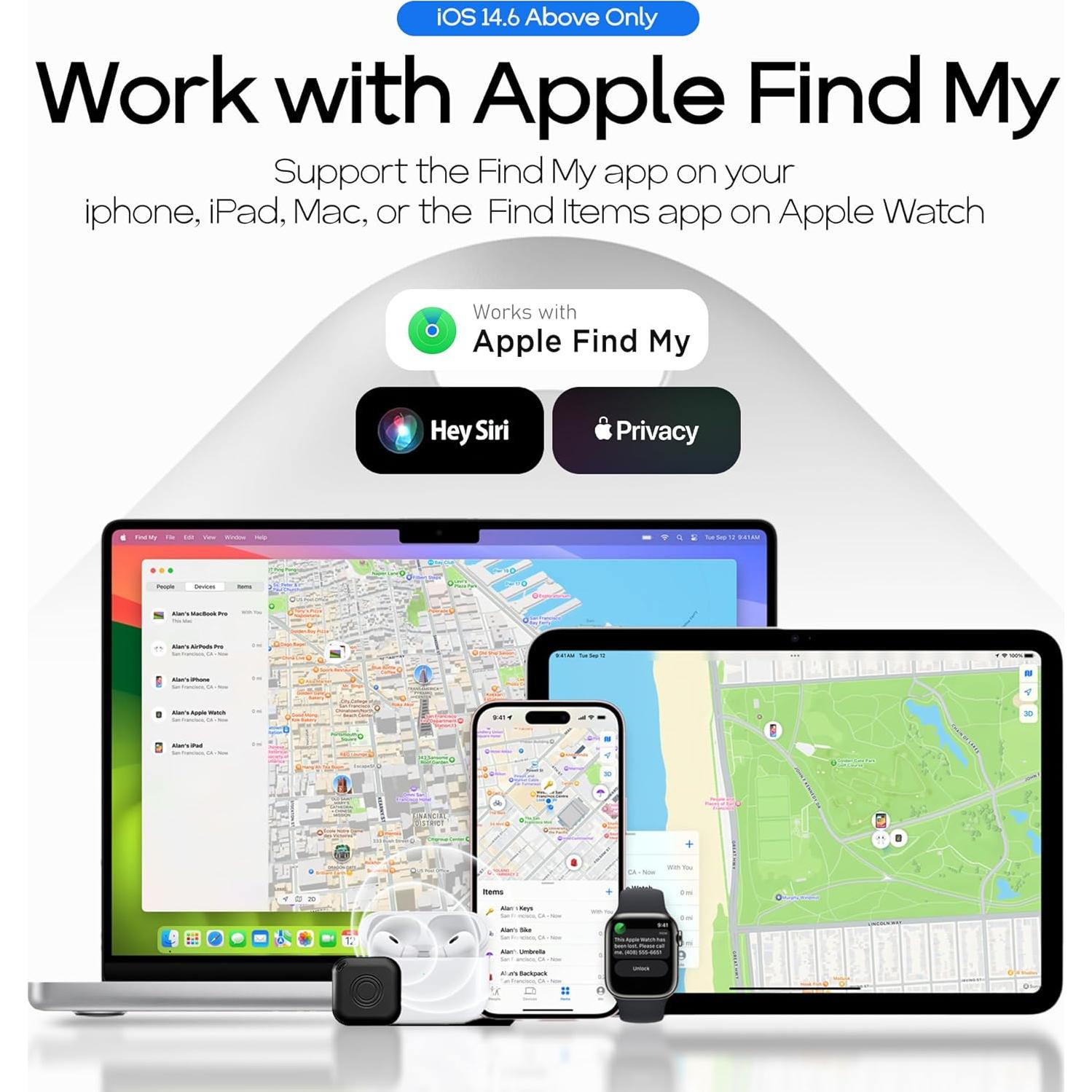 AirTags 4 Pack Rastreador Bluetooth Apple iOS 14.6+ Negro