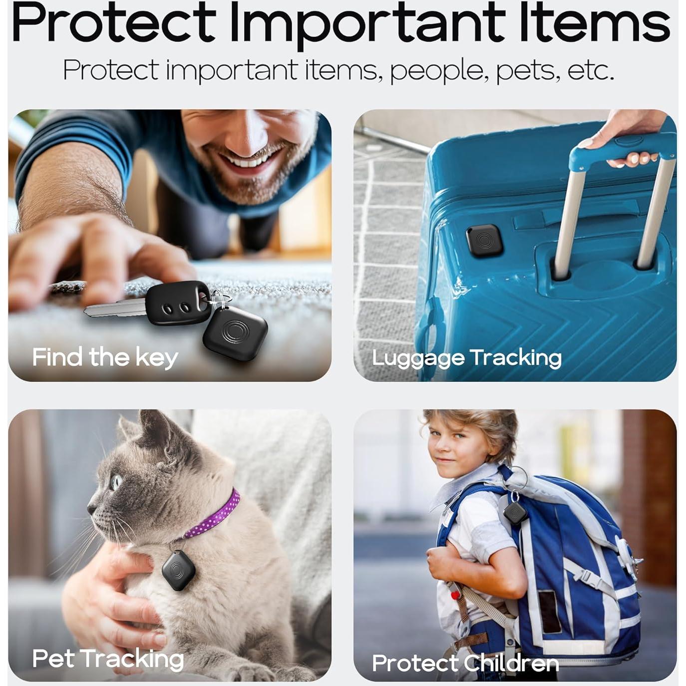 AirTags 4 Pack Rastreador Bluetooth Apple iOS 14.6+ Negro