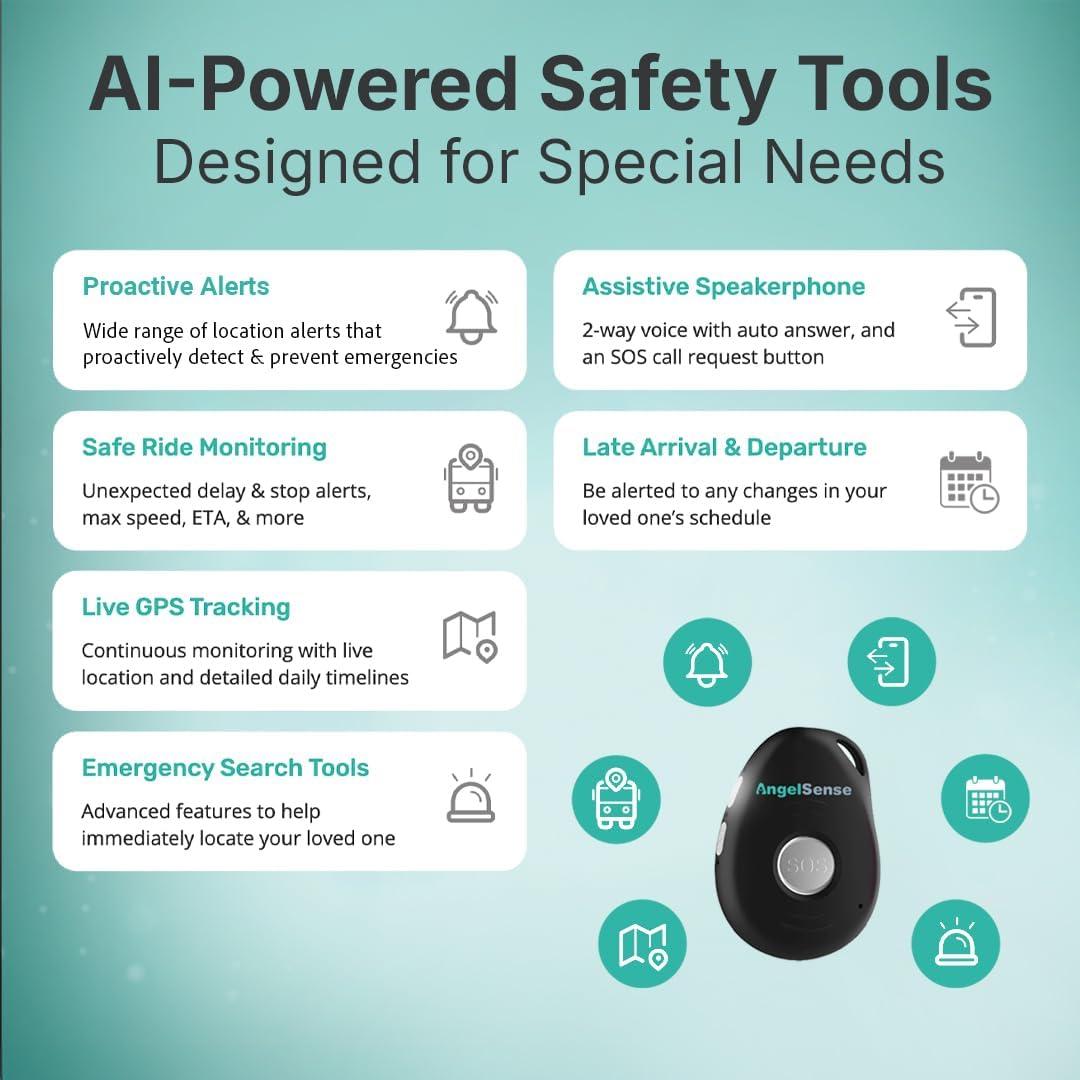 Rastreador GPS AngelSense para Niños y Adolescentes - SOS
