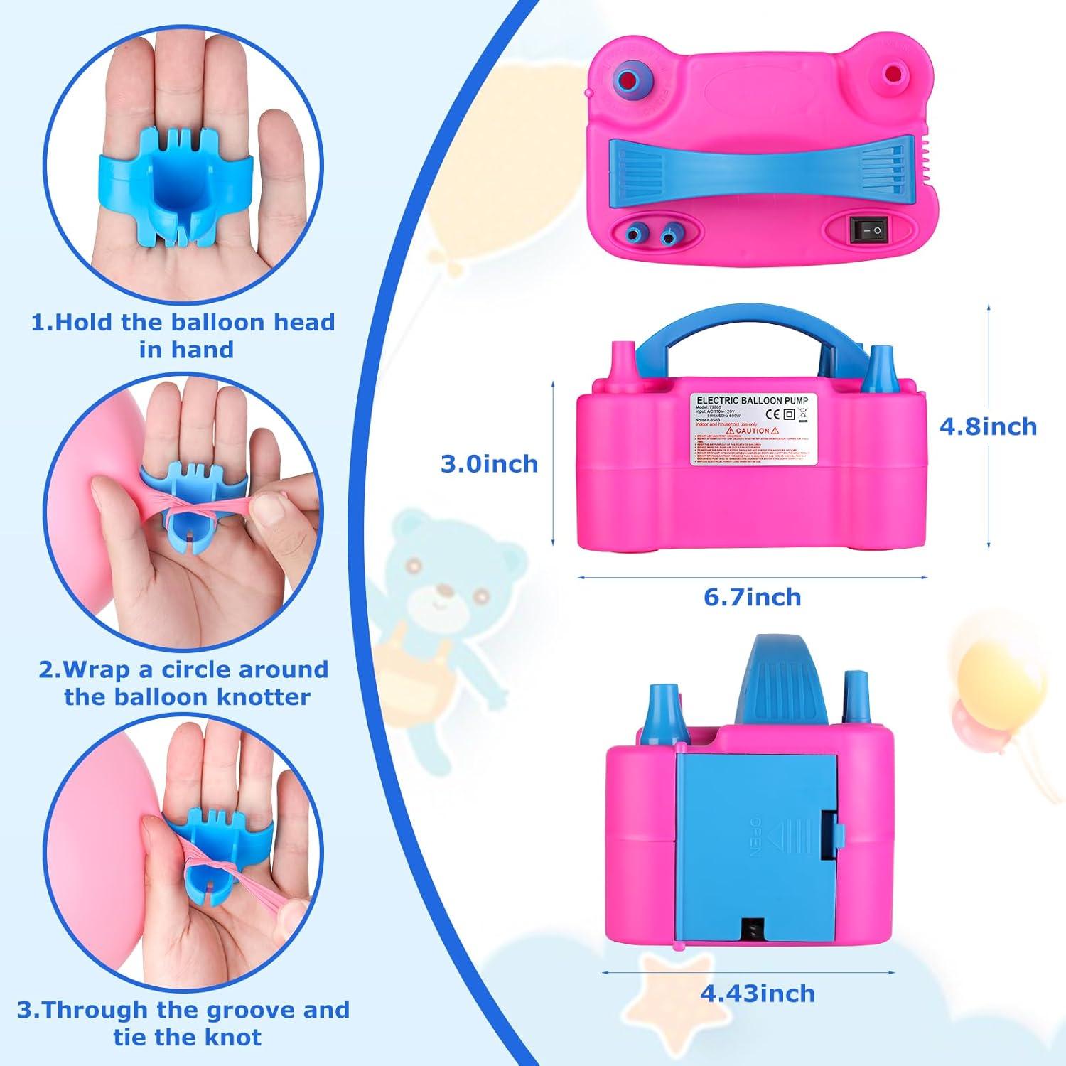 Bomba de Globo Eléctrica Voircoloria 600W Doble Boquilla
