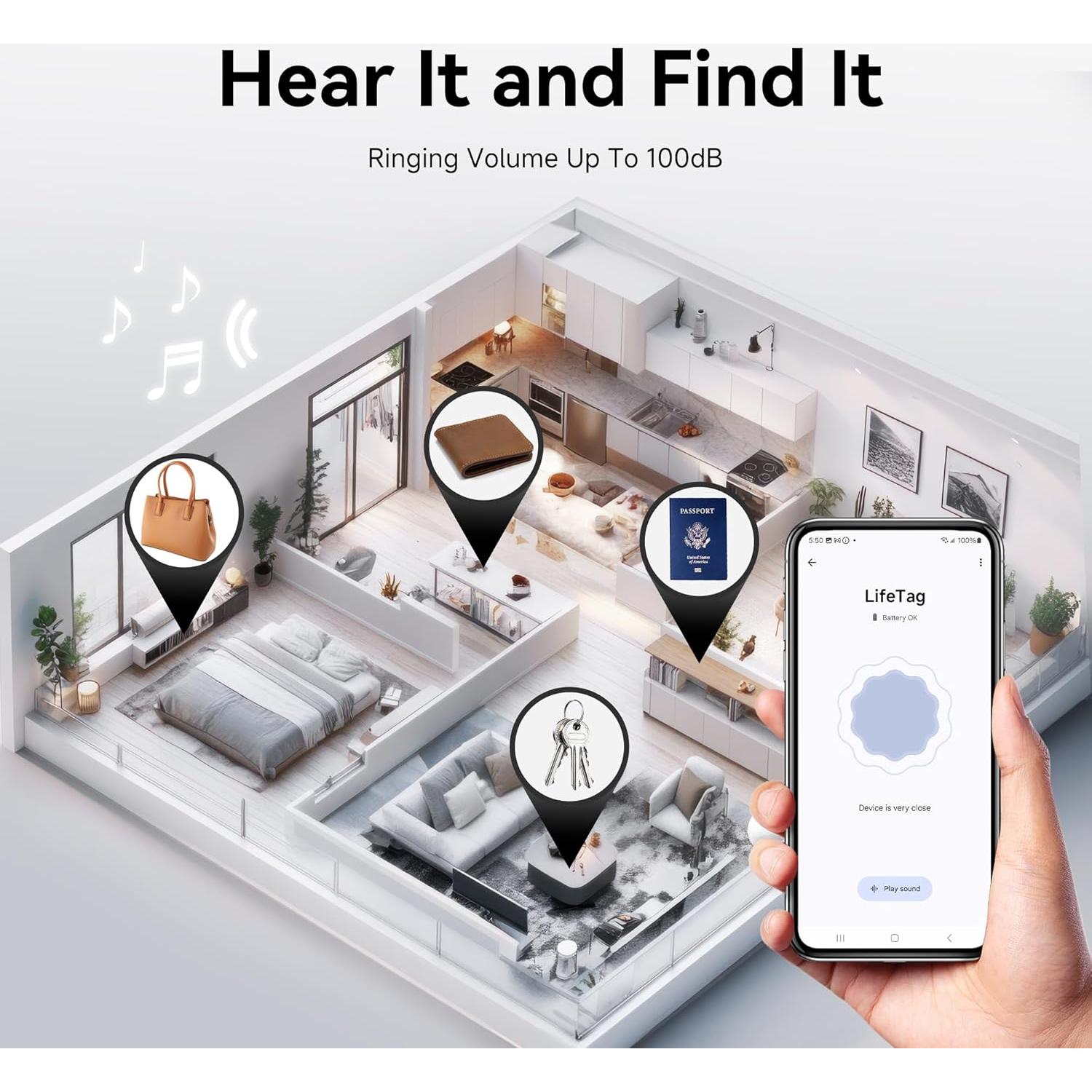 Rastreador Bluetooth Lifemate para Android - 4 Paquete