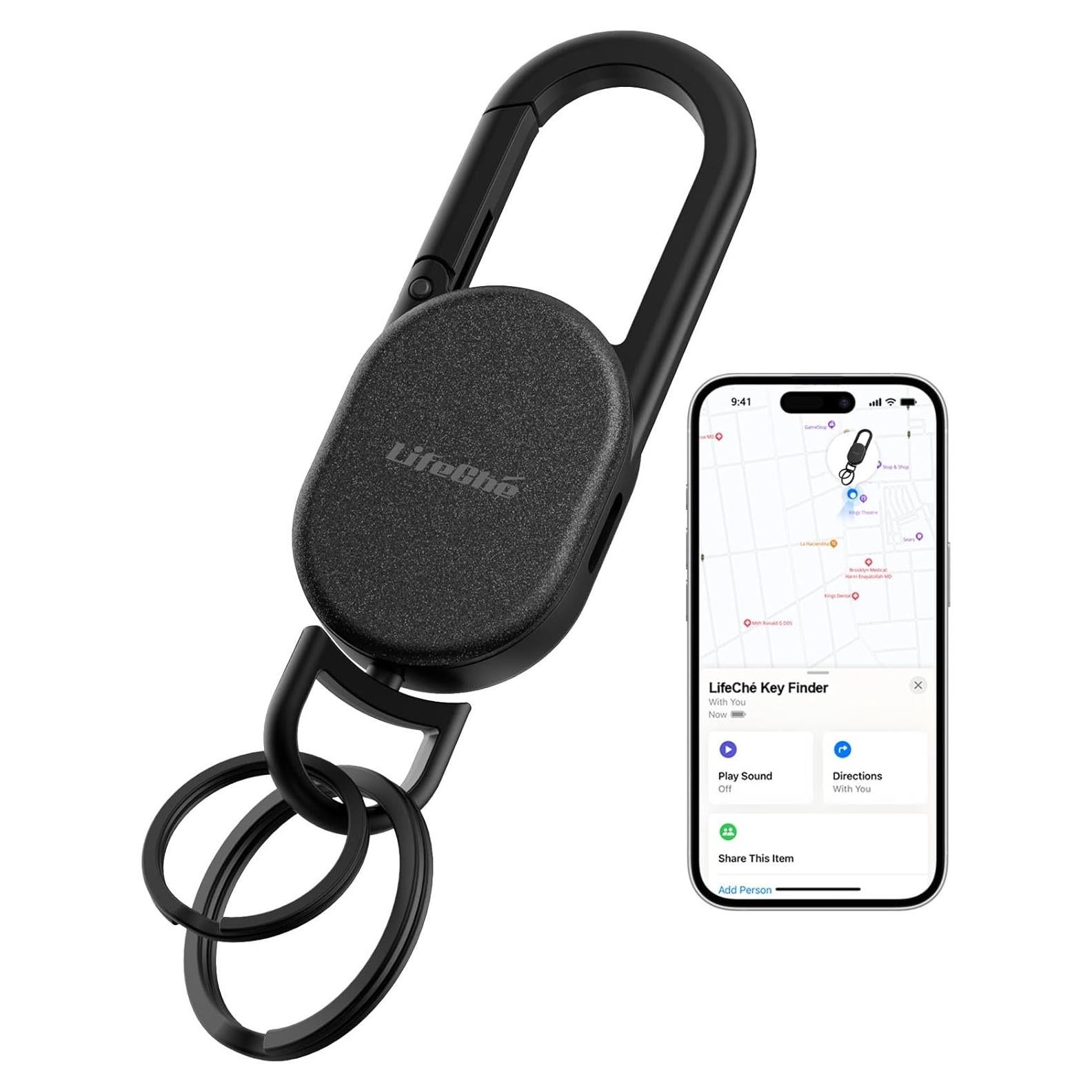 Llavero Buscador de Llaves GPS Acero Inoxidable Negro