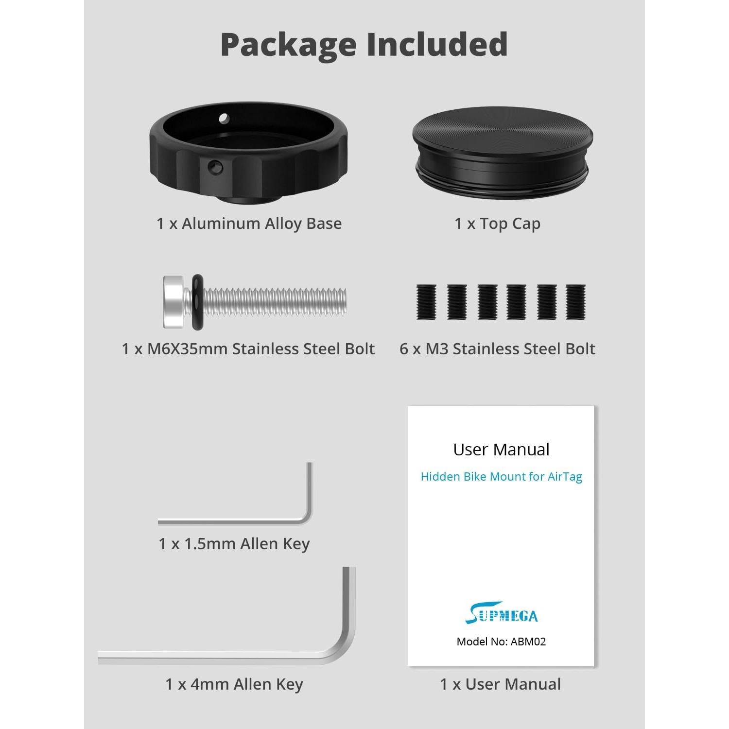 Soporte Oculto para AirTag Bicicleta Supmega IP67 Negro