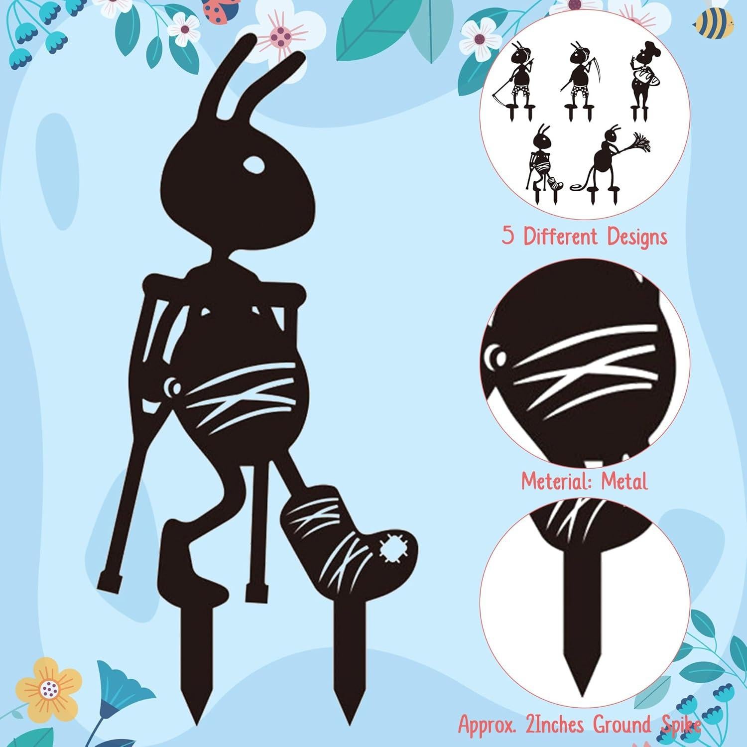 Estacas de Jardín CUweipeng - 5 Piezas de Hormigas Divertidas