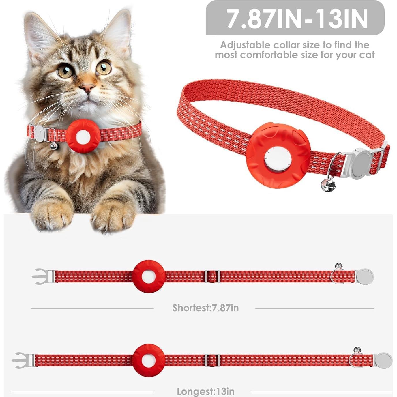 Rastreador GPS para Gatos HONGTOP, Collar Antipérdida Rojo