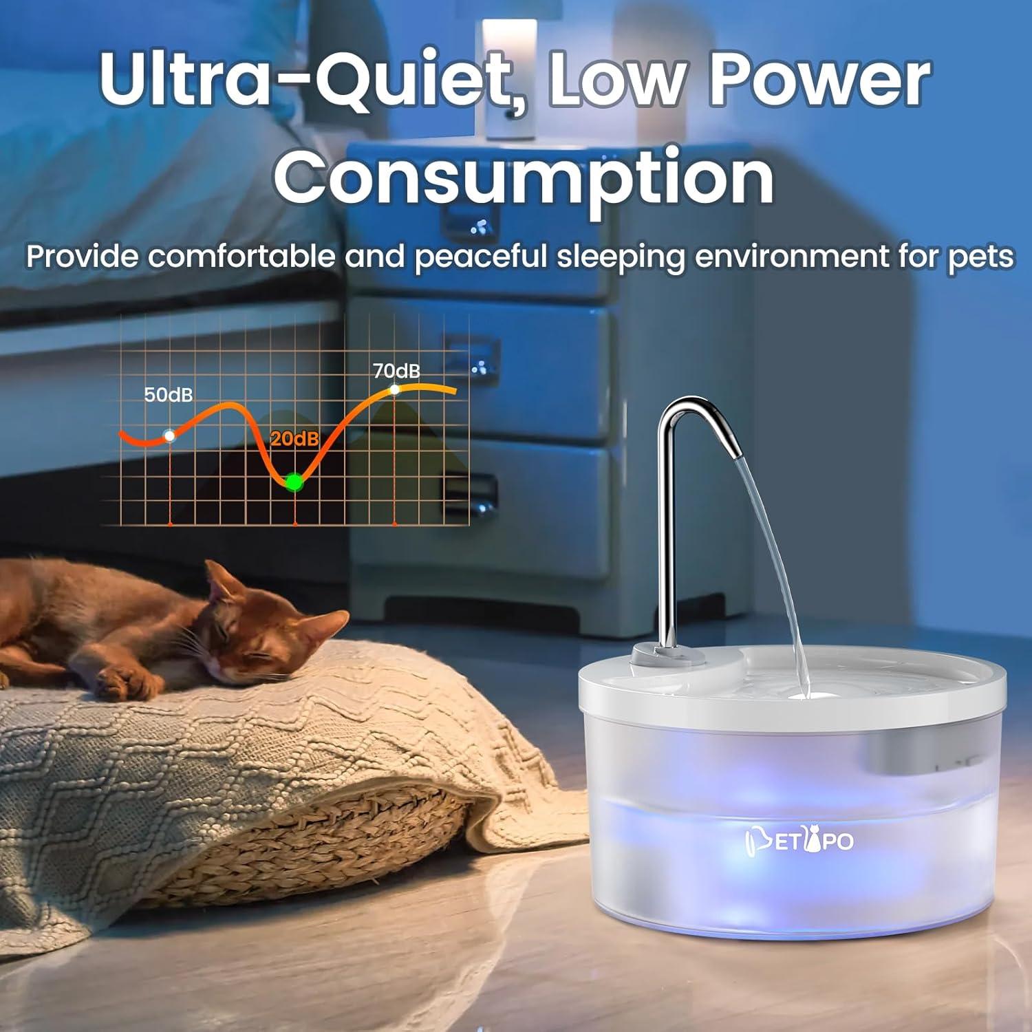 Fuente de Agua para Gatos Petlipo 3L Silenciosa y BPA Free
