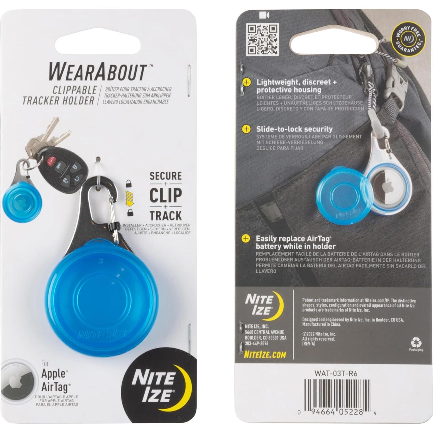 Soporte de Rastreador Clipable Nite Ize WearAbout Azul - 2 Pzas