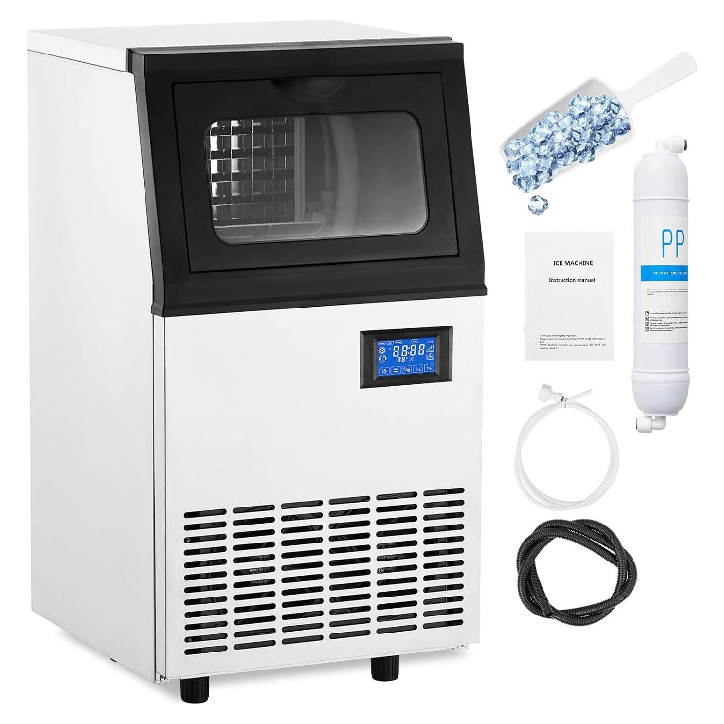 Máquina de Hielo GAOMON 40.82kg/24h Acero Inoxidable Autolimpiante