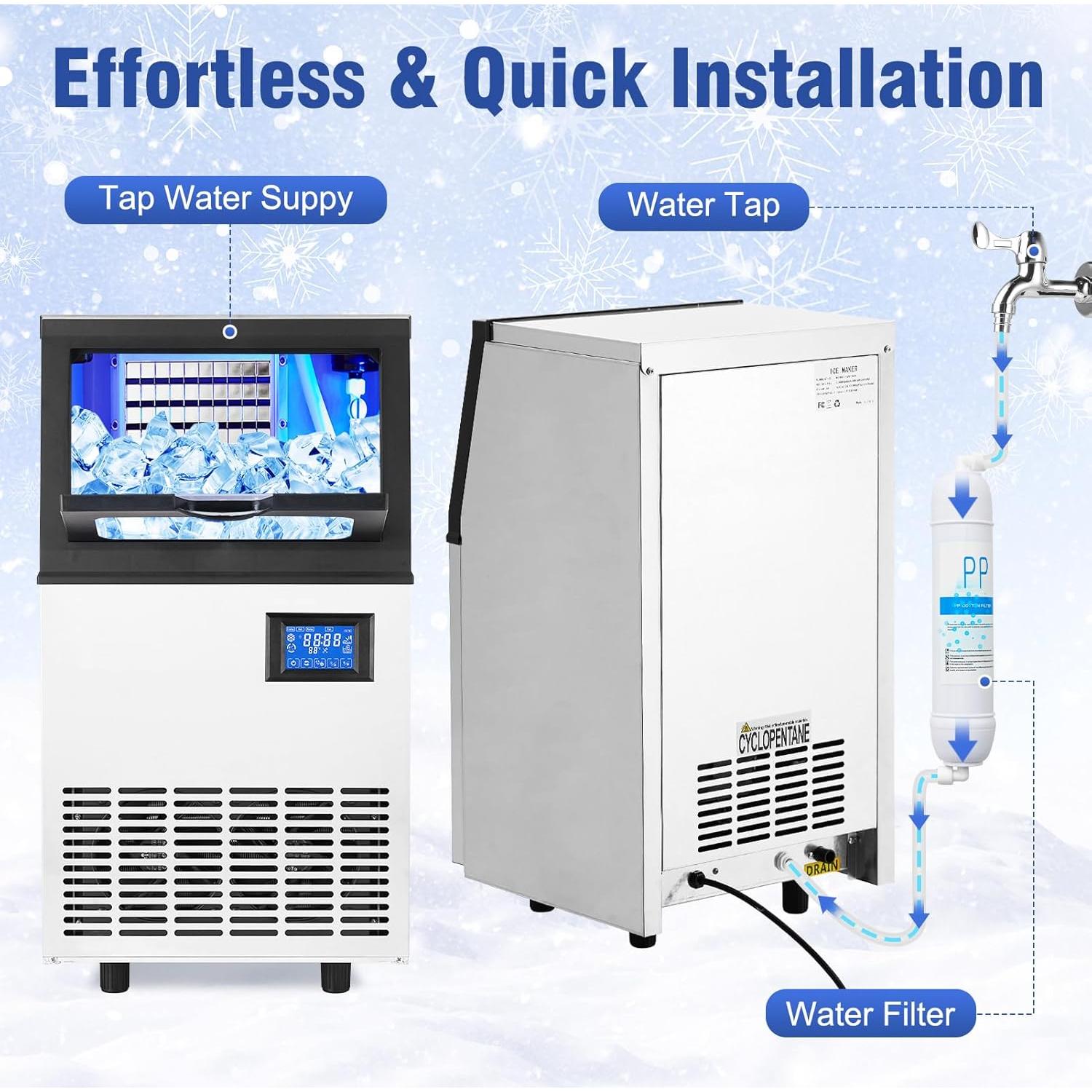 Máquina de Hielo GAOMON 40.82kg/24h Acero Inoxidable Autolimpiante