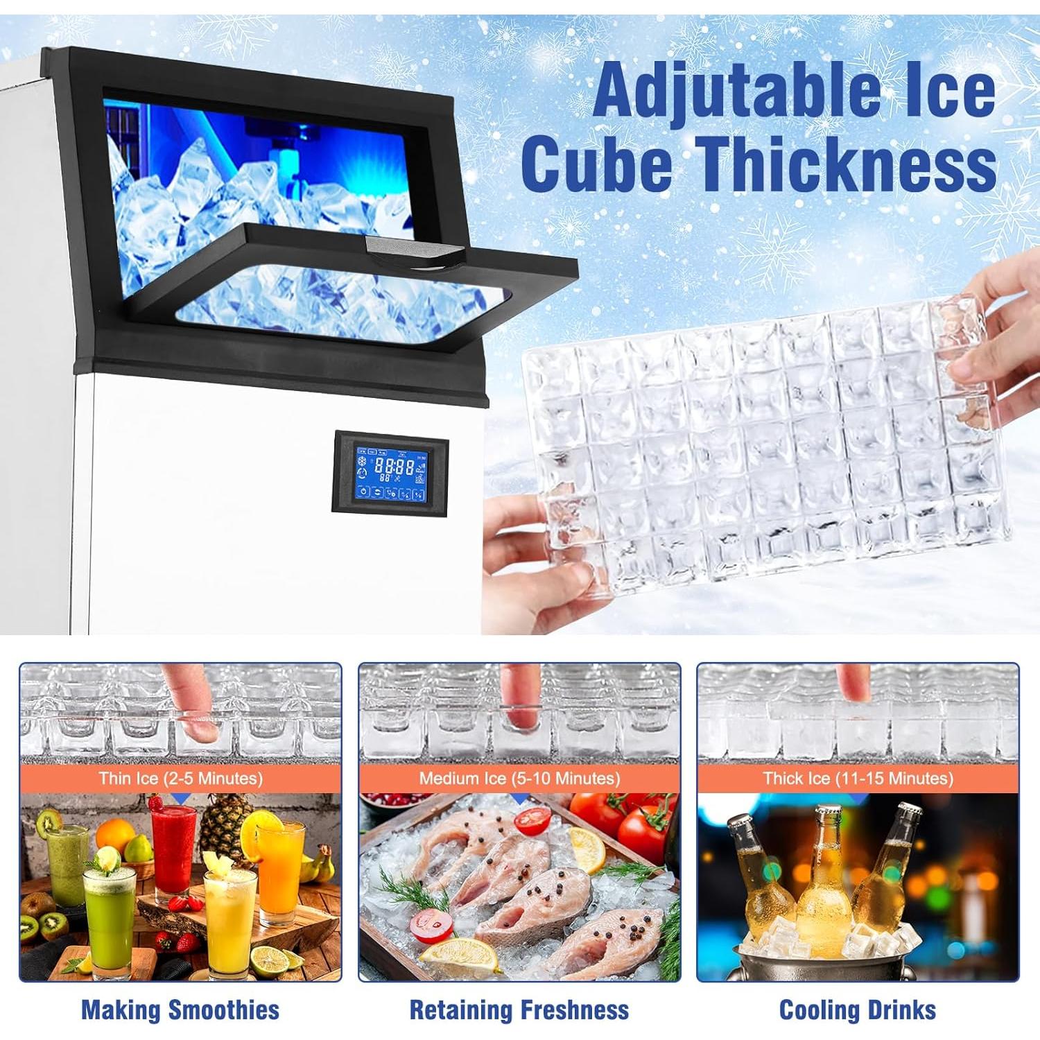 Máquina de Hielo GAOMON 40.82kg/24h Acero Inoxidable Autolimpiante