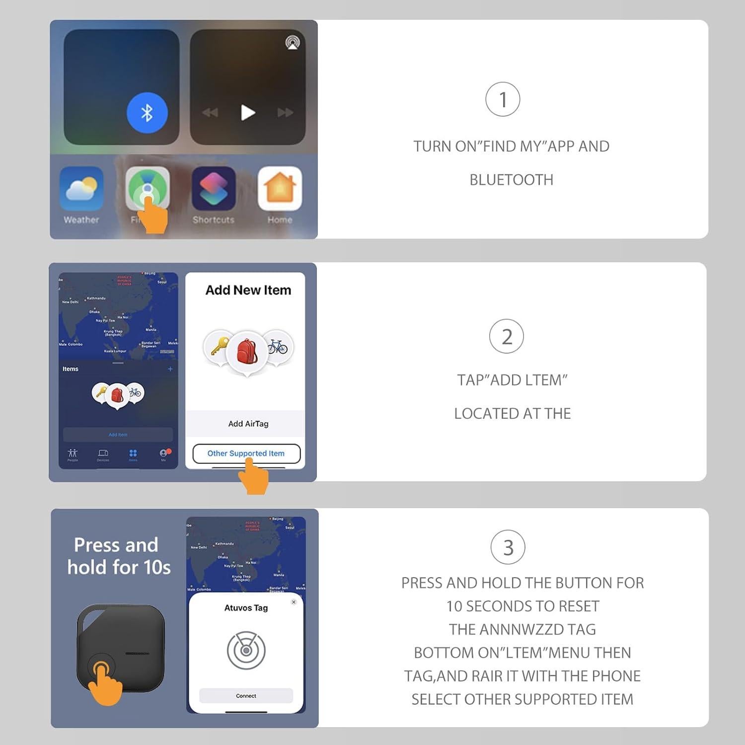 Rastreador Bluetooth ANTPO Air Tags Paquete de 4 IP64